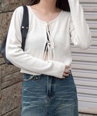 【ウィゴー/WEGO】のリボンリブカーディガン ホワイト|ID: prp329100004536258 ipo3291000000033680650
