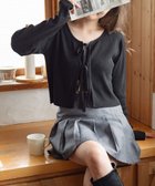 【ウィゴー/WEGO】のリボンリブカーディガン ブラック|ID: prp329100004536258 ipo3291000000033680652