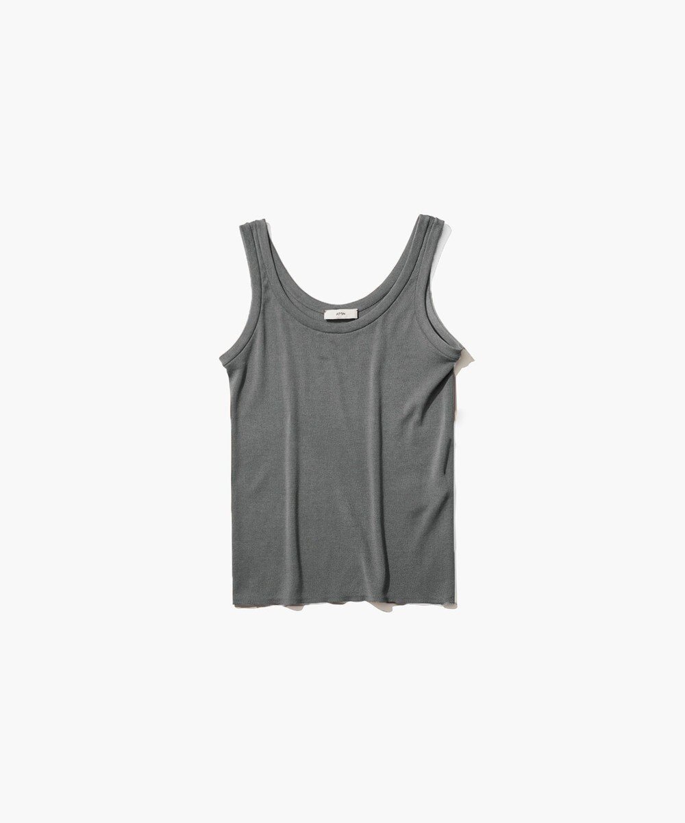 【エイトン/ATON】のFRESCA CIRCULAR RIB タンクトップ インテリア・キッズ・メンズ・レディースファッション・服の通販 founy(ファニー) 　ファッション　Fashion　レディースファッション　WOMEN　トップス・カットソー　Tops/Tshirt　ニット　Knit Tops　インド　India　インナー　Inner　春　Spring　カットソー　Cut And Sew　吸水　Water Absorption　ジャージー　Jersey　セーター　Sweater　タンク　Tank　ドレープ　Drape　S/S・春夏　Ss・Spring/Summer　夏　Summer　TOP GRAY|ID: prp329100004536295 ipo3291000000032055795