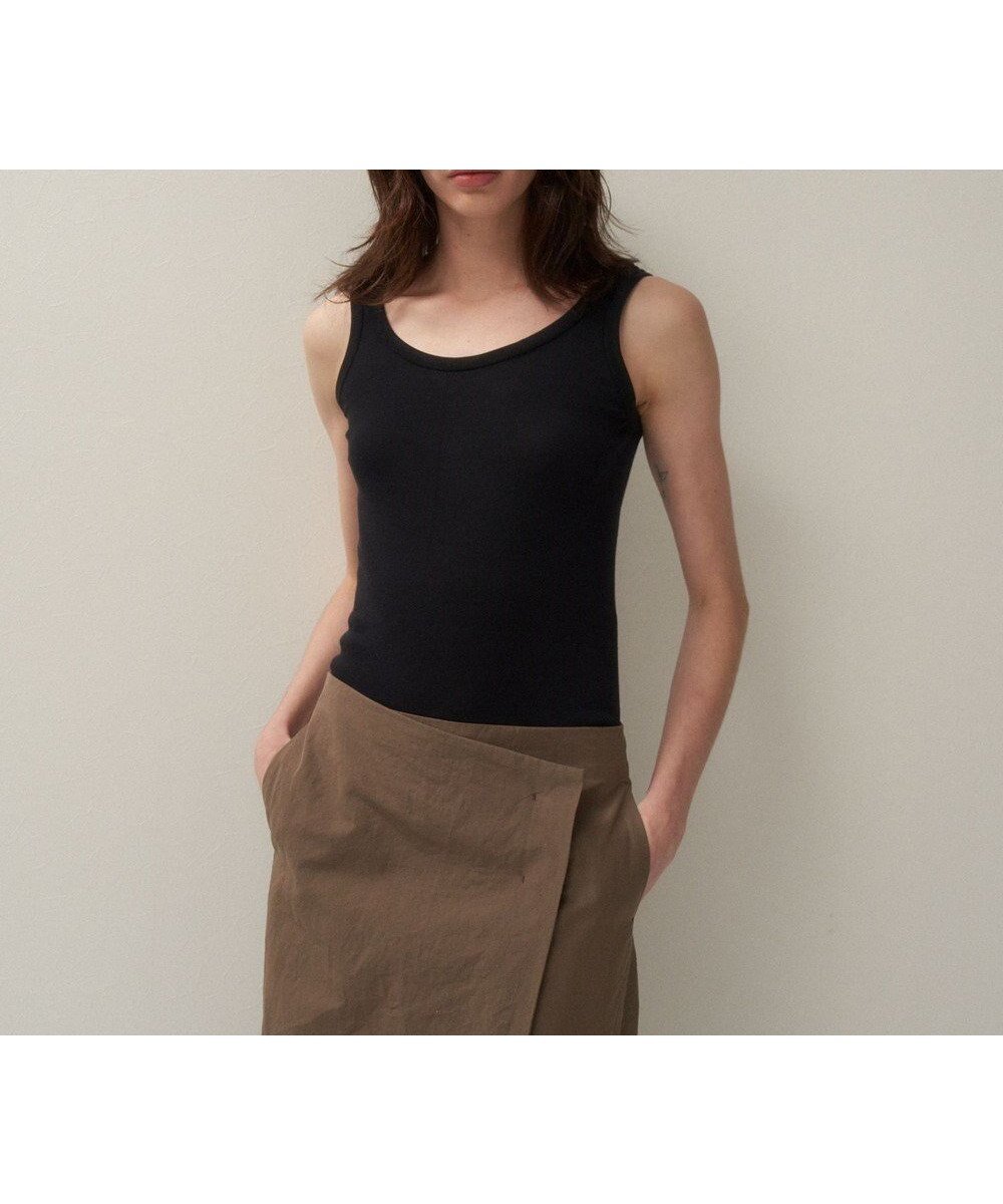 【エイトン/ATON】のFRESCA CIRCULAR RIB タンクトップ インテリア・キッズ・メンズ・レディースファッション・服の通販 founy(ファニー) 　ファッション　Fashion　レディースファッション　WOMEN　トップス・カットソー　Tops/Tshirt　ニット　Knit Tops　インド　India　インナー　Inner　春　Spring　カットソー　Cut And Sew　吸水　Water Absorption　ジャージー　Jersey　セーター　Sweater　タンク　Tank　ドレープ　Drape　S/S・春夏　Ss・Spring/Summer　夏　Summer　BLACK|ID: prp329100004536295 ipo3291000000032055797