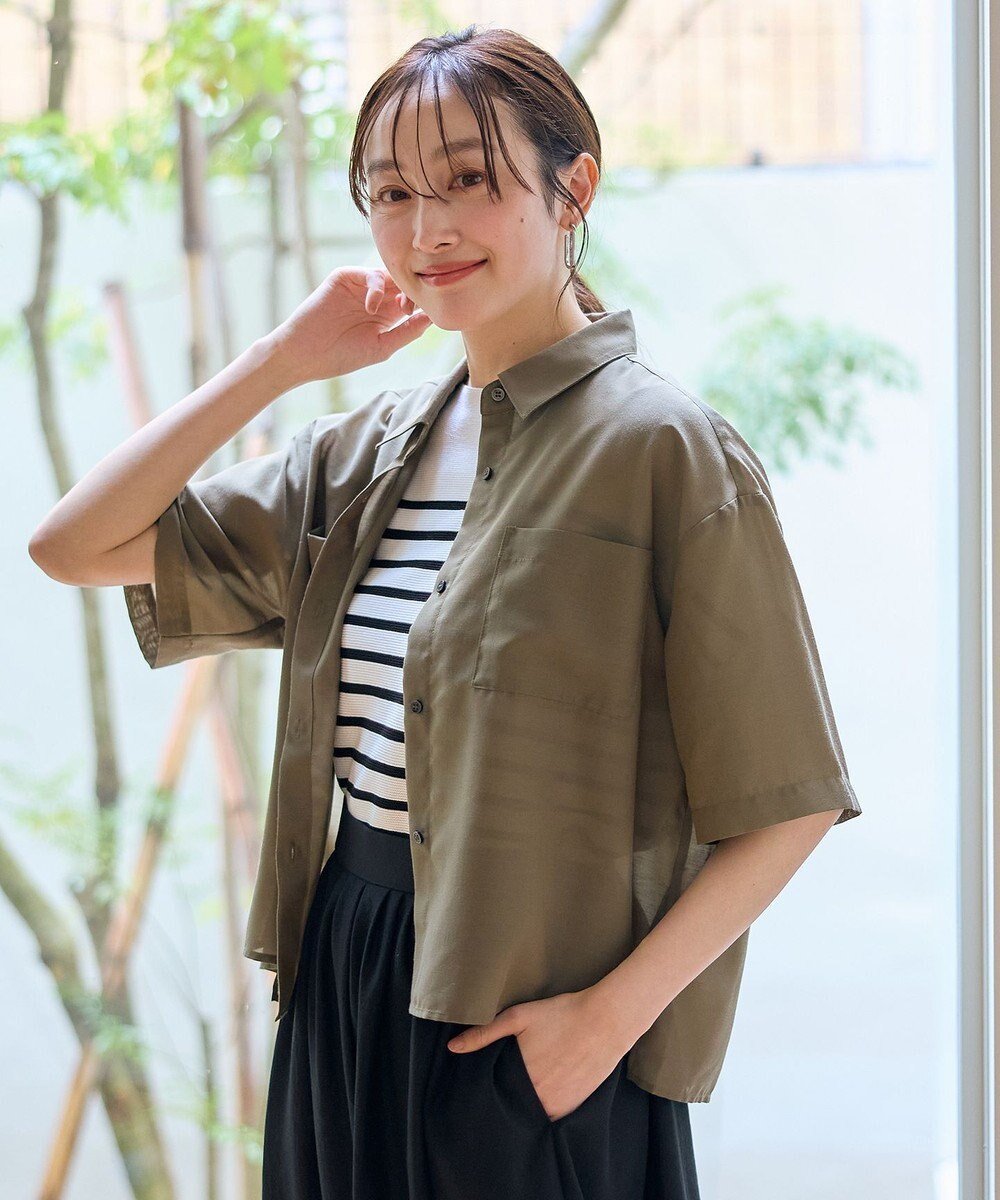 【エニィファム/any FAM】の【洗濯機可】シアーテックリネンシャツ インテリア・キッズ・メンズ・レディースファッション・服の通販 founy(ファニー) 　ファッション　Fashion　レディースファッション　WOMEN　トップス・カットソー　Tops/Tshirt　シャツ/ブラウス　Shirts/Blouses　おすすめ　Recommend　キャミ　Cami　シアー　Sheer　タンク　Tank　ダブル　Double　デニム　Denim　トレンド　Trend　バランス　Balance　ポケット　Pocket　エレガント 上品　Elegant　夏　Summer　春　Spring　S/S・春夏　Ss・Spring/Summer　洗える　Washable　羽織　Haori　カーキ|ID: prp329100004536338 ipo3291000000032055997