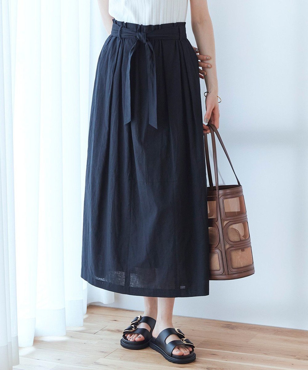 【23区/NIJYUSANKU】の【SLOW/洗える】リネンコットン スカート インテリア・キッズ・メンズ・レディースファッション・服の通販 founy(ファニー) 　ファッション　Fashion　レディースファッション　WOMEN　スカート　Skirt　イタリア　Italy　春　Spring　洗える　Washable　カットソー　Cut And Sew　シャンブレー　Chambray　シンプル　Simple　ノースリーブ　No Sleeve　半袖　Short Sleeve　リネン　Linen　ワッシャー　Washer　S/S・春夏　Ss・Spring/Summer　再入荷　Restock/Back In Stock/Re Arrival　おすすめ　Recommend　夏　Summer　2023春夏・S/S　Ss,Spring/Summer,2023　2023年　2023　エレガント 上品　Elegant　ブラック系|ID: prp329100004536382 ipo3291000000032056184