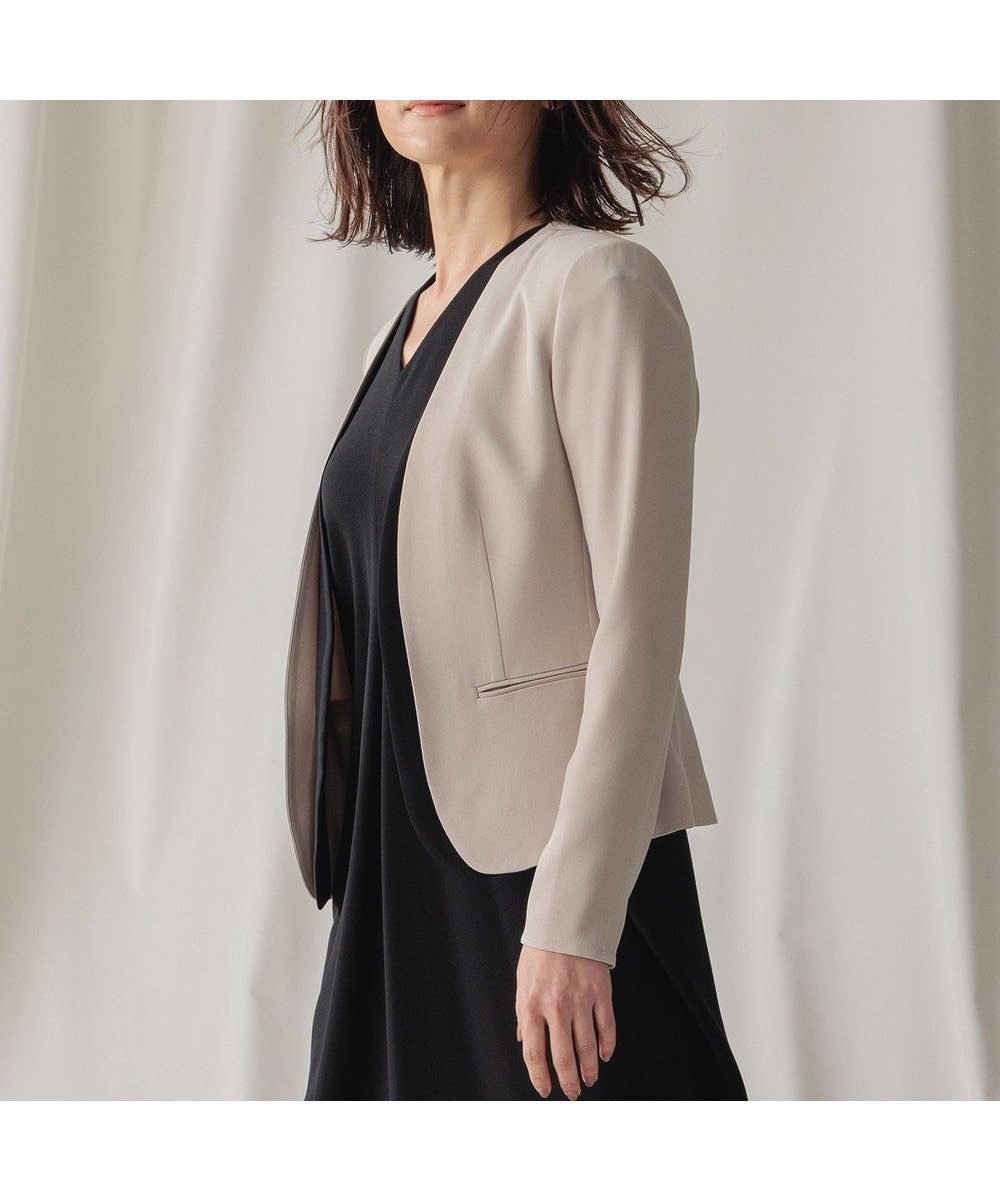 【ベイジ,/BEIGE,】のCINDY / ダブルカラージャケット インテリア・キッズ・メンズ・レディースファッション・服の通販 founy(ファニー) 　ファッション　Fashion　レディースファッション　WOMEN　アウター　Coat Outerwear　ジャケット　Jackets　ノーカラージャケット　No Collar Leather Jackets　ウォッシャブル　Washable　オケージョン　Occasion　カーディガン　Cardigan　サテン　Satin　ジャケット　Jacket　ストレッチ　Stretch　スーツ　Suit　タオル　Towel　タンブラー　Tumbler　ダブル　Double　デニム　Denim　トリミング　Trimming　ボトム　Bottom　A/W・秋冬　Aw・Autumn/Winter・Fw・Fall-Winter　S/S・春夏　Ss・Spring/Summer　おすすめ　Recommend　夏　Summer　エレガント 上品　Elegant　ビジネス 仕事 通勤　Business　Sand × Black|ID: prp329100004536391 ipo3291000000032189185