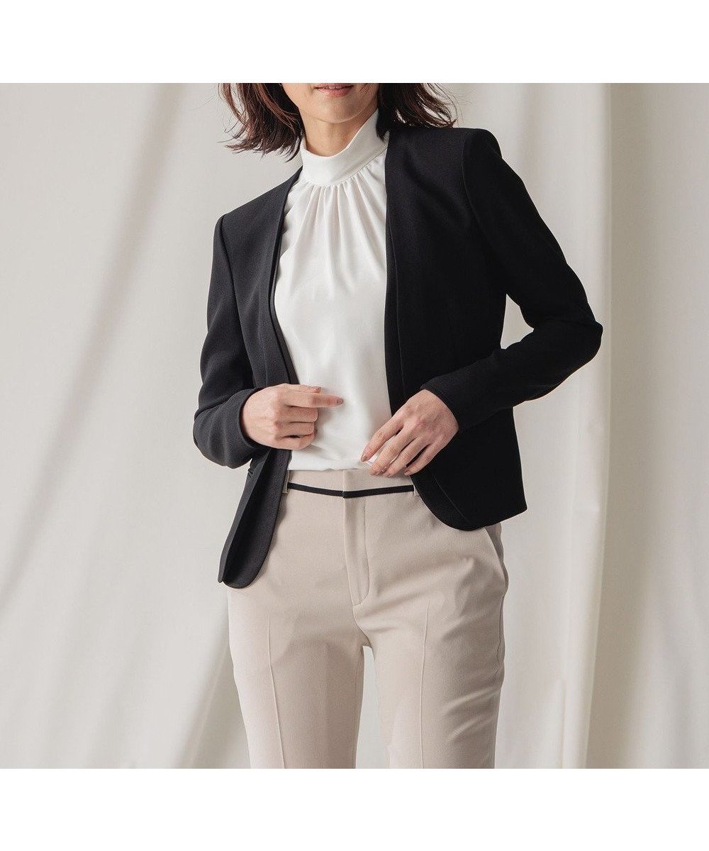 【ベイジ,/BEIGE,】のCINDY / ダブルカラージャケット インテリア・キッズ・メンズ・レディースファッション・服の通販 founy(ファニー) 　ファッション　Fashion　レディースファッション　WOMEN　アウター　Coat Outerwear　ジャケット　Jackets　ノーカラージャケット　No Collar Leather Jackets　ウォッシャブル　Washable　オケージョン　Occasion　カーディガン　Cardigan　サテン　Satin　ジャケット　Jacket　ストレッチ　Stretch　スーツ　Suit　タオル　Towel　タンブラー　Tumbler　ダブル　Double　デニム　Denim　トリミング　Trimming　ボトム　Bottom　A/W・秋冬　Aw・Autumn/Winter・Fw・Fall-Winter　S/S・春夏　Ss・Spring/Summer　おすすめ　Recommend　夏　Summer　エレガント 上品　Elegant　ビジネス 仕事 通勤　Business　Black × Black|ID: prp329100004536391 ipo3291000000032189188