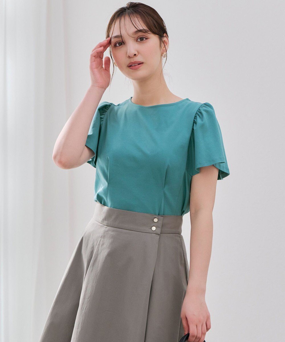 【エニィ スィス/any SiS】の【接触冷感】美人 フリルスリーブ カットソー 人気、トレンドファッション・服の通販 founy(ファニー) 　ファッション　Fashion　レディースファッション　Fashion for Women　トップス・カットソー　Cut & Sew Tops　シャツ・ブラウス・オフィスカジュアル　Elegant Blouses & Button-Ups　ロングTシャツ・Tシャツ　Longline T-Shirts & Tees　カットソー・ベーシックTシャツ　Cut-and-Sewn Tops / Stretch Tees & Basics　春　Spring　カットソー　Cut and Sewn Top　シルク　Silk, 100% Silk　シルケット　Silket, Silky Cotton　スリーブ　Sleeve, Long Sleeve / Short Sleeve　雑誌　Magazine, Fashion Magazine　なめらか　Smooth, Silky Texture　フェミニン　Feminine, Girly　フリル　Frill, Ruffle　S/S・春夏　SS, Spring/Summer, Warm Season　再入荷　Restock / Back in Stock　夏　Summer　 other-1|ID: prp329100004536415 ipo3291000000032734312