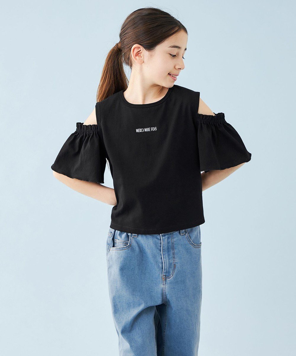 【アンフィーロ/UNFILO / KIDS】の【110-150cm】アソート デザインTシャツ インテリア・キッズ・メンズ・レディースファッション・服の通販 founy(ファニー) 　ファッション　Fashion　キッズファッション　KIDS　トップス・カットソー　Tops/Tees/Kids　NEW・新作・新着・新入荷　New Arrivals　カットソー　Cut And Sew　ショルダー　Shoulder　スリーブ　Sleeve　ティアード　Tiered　フリル　Frills　夏　Summer　春　Spring　S/S・春夏　Ss・Spring/Summer　ブラック[オープンショルダー]|ID: prp329100004537265 ipo3291000000032062439