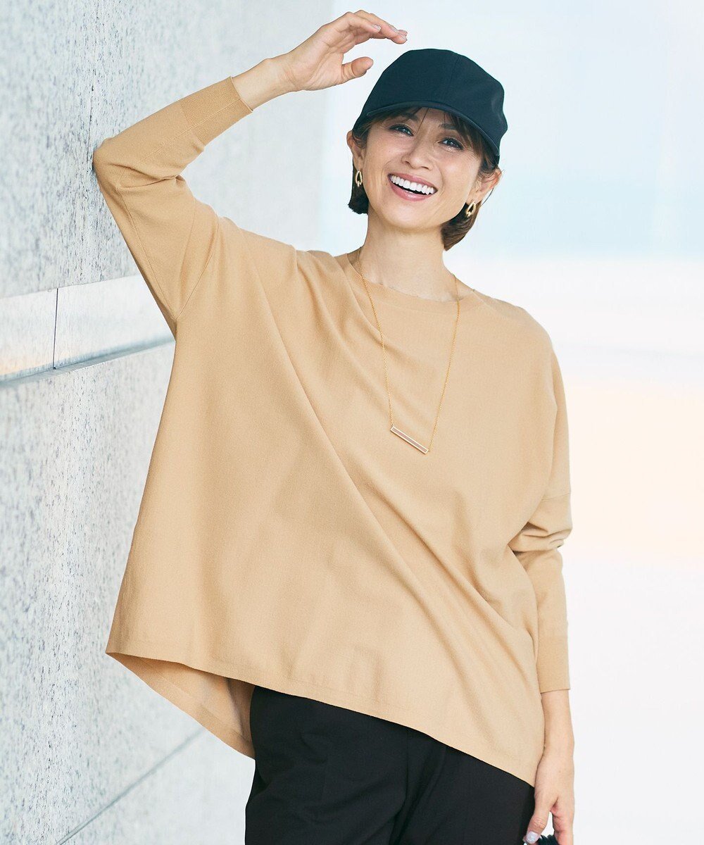 【自由区/JIYU-KU】の【WEB限定カラーあり】レーヨンストレッチ ニットT インテリア・キッズ・メンズ・レディースファッション・服の通販 founy(ファニー) 　ファッション　Fashion　レディースファッション　Fashion for Women　トップス・カットソー　Cut & Sew Tops　ニット　Knit Tops & Sweaters　インナー　Innerwear　エレガント 上品　Elegant　シンプル　Simple, Minimal　ジャケット　Jacket, Outerwear　ストレッチ　Stretch, Stretchy Fabric　セーター　Sweater, Knitwear　A/W・秋冬　Autumn/Winter　[新色]ダークベージュ|ID: prp329100004537308 ipo3291000000034331402