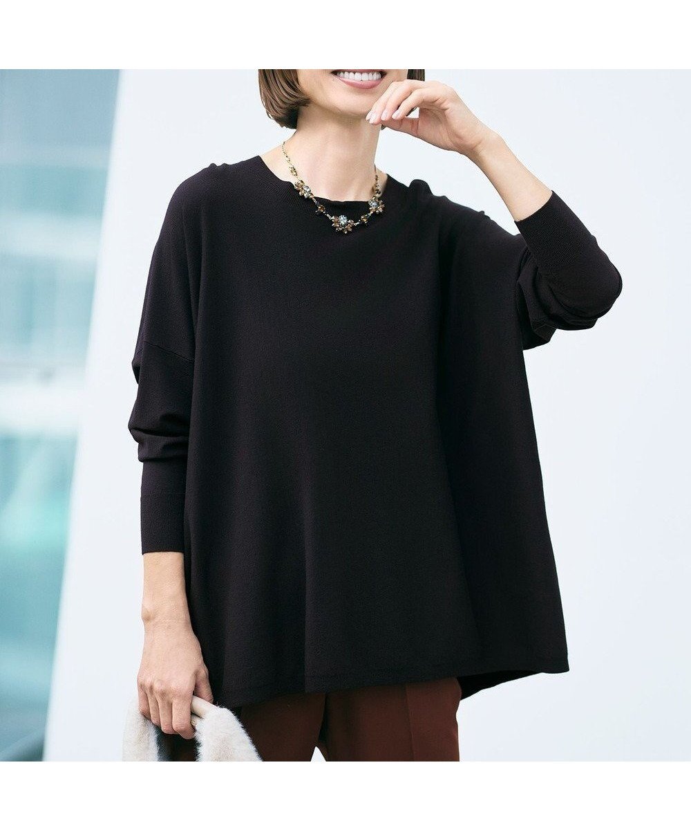 【自由区/JIYU-KU】の【WEB限定カラーあり】レーヨンストレッチ ニットT インテリア・キッズ・メンズ・レディースファッション・服の通販 founy(ファニー) 　ファッション　Fashion　レディースファッション　Fashion for Women　トップス・カットソー　Cut & Sew Tops　ニット　Knit Tops & Sweaters　インナー　Innerwear　エレガント 上品　Elegant　シンプル　Simple, Minimal　ジャケット　Jacket, Outerwear　ストレッチ　Stretch, Stretchy Fabric　セーター　Sweater, Knitwear　A/W・秋冬　Autumn/Winter　[新色]ネイビー|ID: prp329100004537308 ipo3291000000034390872