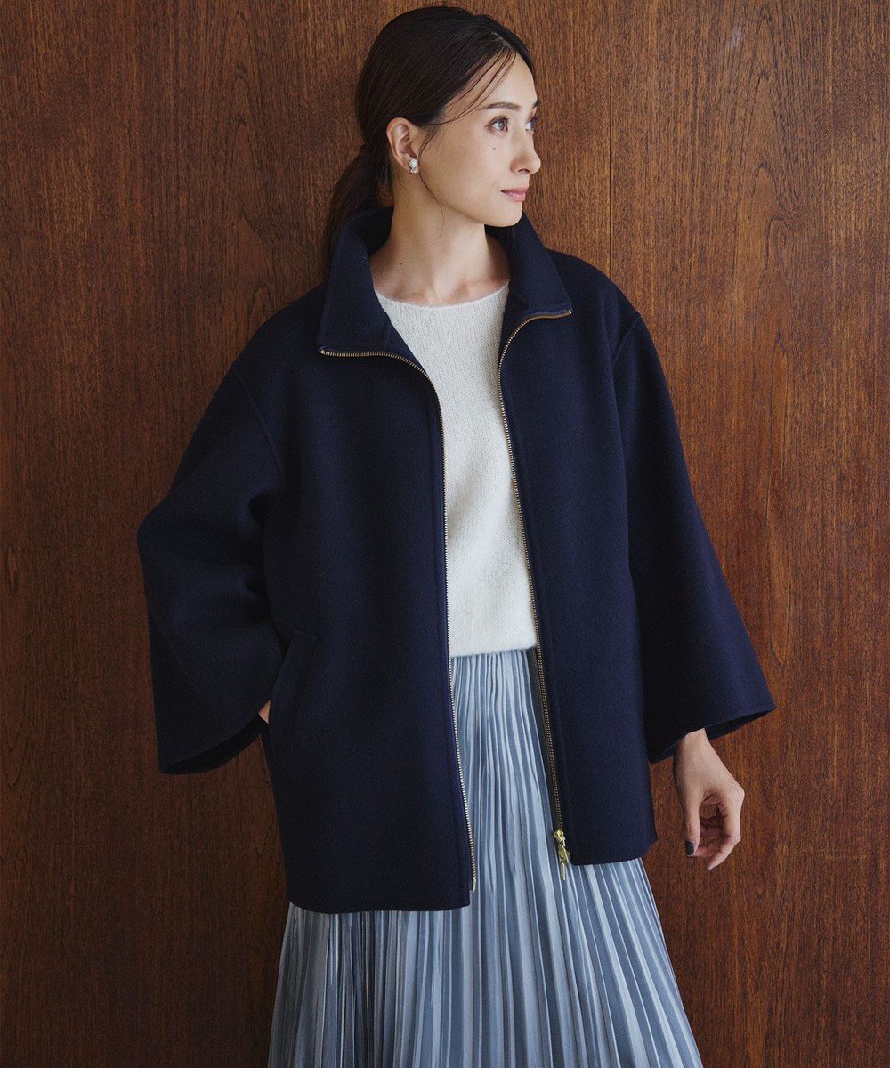 【23区/NIJYUSANKU】のウールリバー スタンドカラーコート インテリア・キッズ・メンズ・レディースファッション・服の通販 founy(ファニー) 　ファッション　Fashion　レディースファッション　WOMEN　アウター　Coat Outerwear　コート　Coats　ジャケット　Jackets　ジャケット　Jacket　スタンド　Stand　トレンド　Trend　フロント　Front　ベーシック　Basic　ポンチョ　Poncho　メルトン　Melton　A/W・秋冬　Aw・Autumn/Winter・Fw・Fall-Winter　冬　Winter　2024年　2024　2024-2025秋冬・A/W　Aw/Autumn/Winter/Fw/Fall/2024-2025　ダークネイビー系|ID: prp329100004537310 ipo3291000000032126355