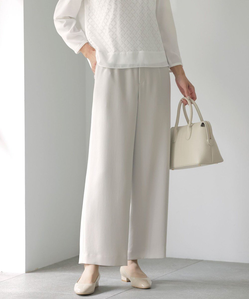 【ジェイ プレス/J.PRESS】の【セットアップ対応・洗える】セラテリーダブルクロス セミワイド パンツ インテリア・キッズ・メンズ・レディースファッション・服の通販 founy(ファニー) 　ファッション　Fashion　レディースファッション　WOMEN　セットアップ　Setup　パンツ　Pants　ジャケット　Jacket　ストレッチ　Stretch　ストレート　Straight　セットアップ　Set Up　セレモニー　Ceremony　ヨーク　Yoke　ワイド　Wide　エレガント 上品　Elegant　洗える　Washable　A/W・秋冬　Aw・Autumn/Winter・Fw・Fall-Winter　ビジネス 仕事 通勤　Business　グレージュ系|ID: prp329100004537321 ipo3291000000032062754