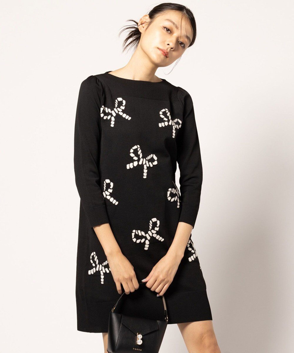 【トッカ/TOCCA】の【洗える】RIBBON PARTY ニットドレス インテリア・キッズ・メンズ・レディースファッション・服の通販 founy(ファニー) 　ファッション　Fashion　レディースファッション　Ladies' Fashion Online　ワンピース　Dress　ドレス　Party Dresses　ニットワンピース　Knit Dresses　ドレス　Dress　リボン　Ribbon　夏　Summer　S/S・春夏　Ss・Spring/Summer　洗える　Washable　A/W・秋冬　Aw・Autumn/Winter・Fw・Fall-Winter　ブラック×ベージュ|ID: prp329100004537331 ipo3291000000032650212
