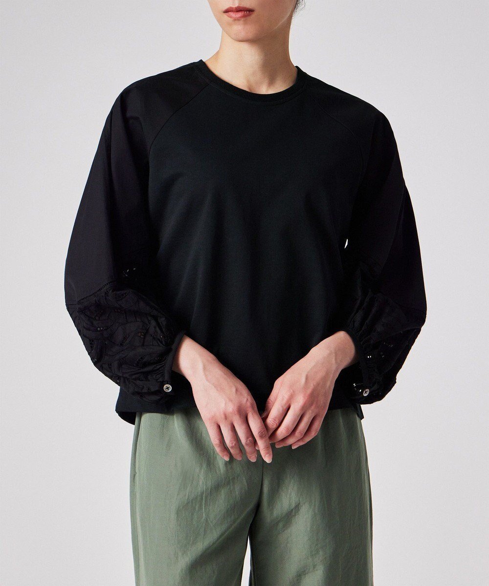 【ポール スミス/Paul Smith】のレース コンビ カットソー インテリア・キッズ・メンズ・レディースファッション・服の通販 founy(ファニー) 　ファッション　Fashion　レディースファッション　Fashion for Women　トップス・カットソー　Cut & Sew Tops　シャツ・ブラウス・オフィスカジュアル　Elegant Blouses & Button-Ups　ロングTシャツ・Tシャツ　Longline T-Shirts & Tees　カットソー・ベーシックTシャツ　Cut-and-Sewn Tops / Stretch Tees & Basics　カットソー　Cut and Sewn Top　コンビ　Combo, Combination Style　スリーブ　Sleeve, Long Sleeve / Short Sleeve　デニム　Denim, Jeans Material　トレンド　Trend, Trending Now　フェミニン　Feminine, Girly　レース　Lace, Lace Fabric　エレガント 上品　Elegant　夏　Summer　S/S・春夏　SS, Spring/Summer, Warm Season　A/W・秋冬　Autumn/Winter　ブラック|ID: prp329100004537379 ipo3291000000033629963