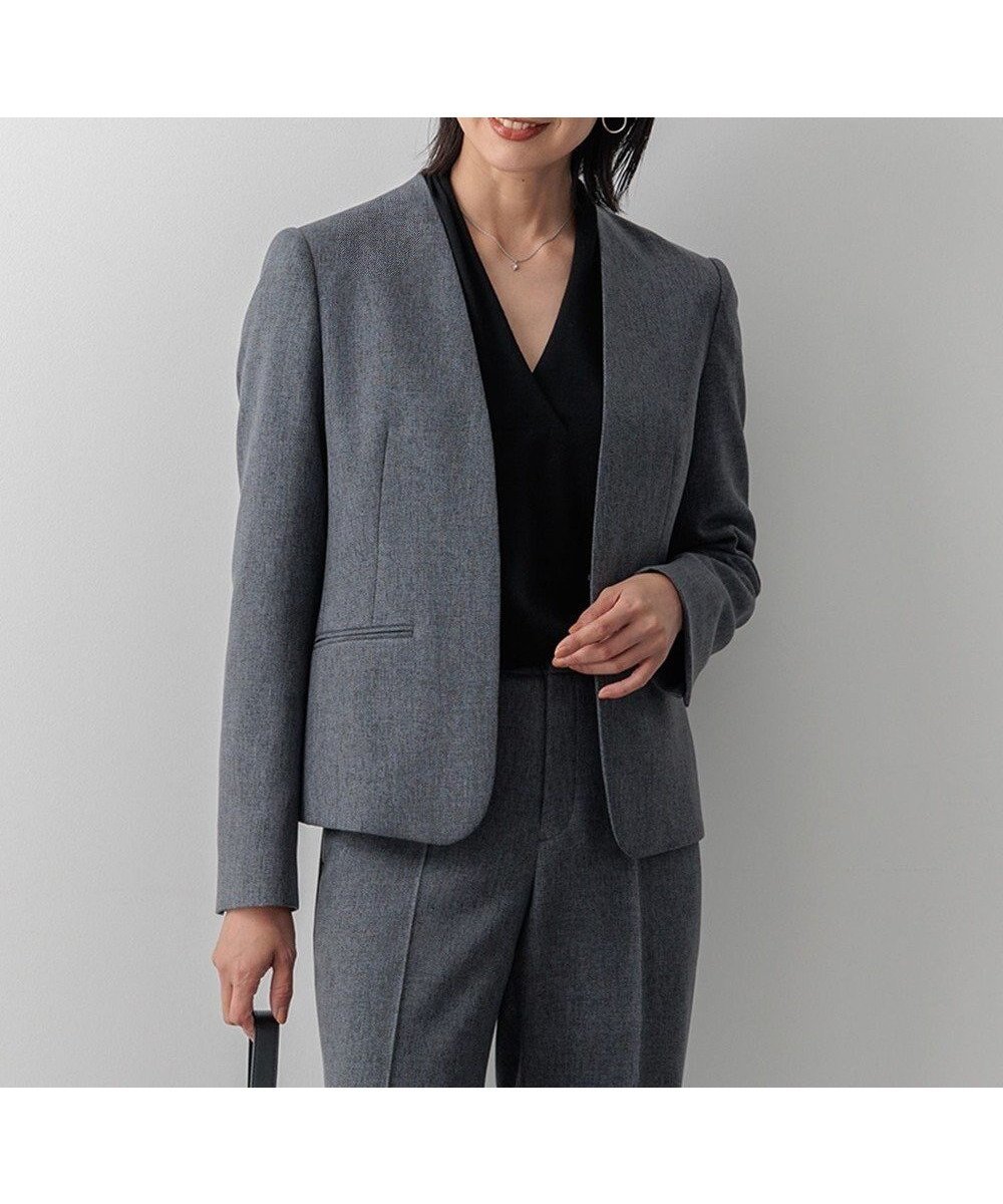 【23区/NIJYUSANKU】の【洗える】ウールライクカルゼ ノーカラージャケット 人気、トレンドファッション・服の通販 founy(ファニー) 　ファッション　Fashion　レディースファッション　WOMEN　アウター　Coat Outerwear　ジャケット　Jackets　ノーカラージャケット　No Collar Leather Jackets　インナー　Inner　洗える　Washable　カッティング　Cutting　ジャケット　Jacket　ストレッチ　Stretch　スリット　Slit　スーツ　Suit　セットアップ　Set Up　ツイル　Twill　テーパード　Tapered　テーラード　Tailored　人気　Popularity　パターン　Pattern　フィット　Fit　フロント　Front　リアル　Real　ワイド　Wide　A/W・秋冬　Aw・Autumn/Winter・Fw・Fall-Winter　冬　Winter　2024年　2024　2024-2025秋冬・A/W　Aw/Autumn/Winter/Fw/Fall/2024-2025　 other-1|ID: prp329100004537389 ipo3291000000032128884