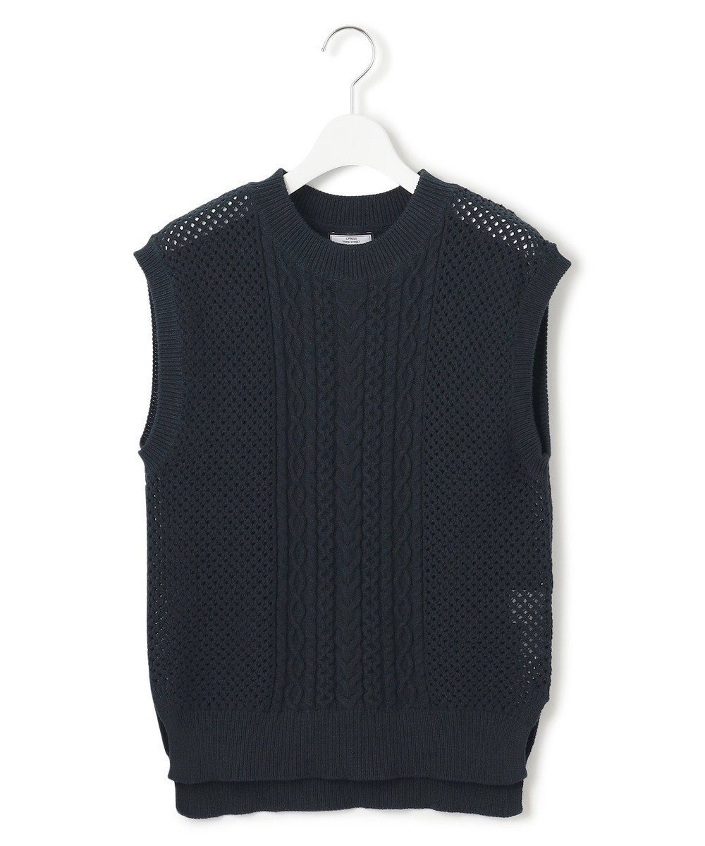 【ジェイプレスヨークストリート/J.PRESS YORK STREET】の【WOMEN】テープヤーン ニットベスト インテリア・キッズ・メンズ・レディースファッション・服の通販 founy(ファニー) 　ファッション　Fashion　レディースファッション　Ladies' Fashion Online　アウター　Coat Outerwear　トップス・カットソー　Tops/Tshirt　ニット　Knit Tops　ベスト/ジレ　Gilets/Vests　コンパクト　Compact　スリット　Slit　ノースリーブ　No Sleeve　ベスト　Vest　ボトム　Bottom　メッシュ　Mesh　エレガント 上品　Elegant　夏　Summer　春　Spring　S/S・春夏　Ss・Spring/Summer　ネイビー系|ID: prp329100004537405 ipo3291000000032570456