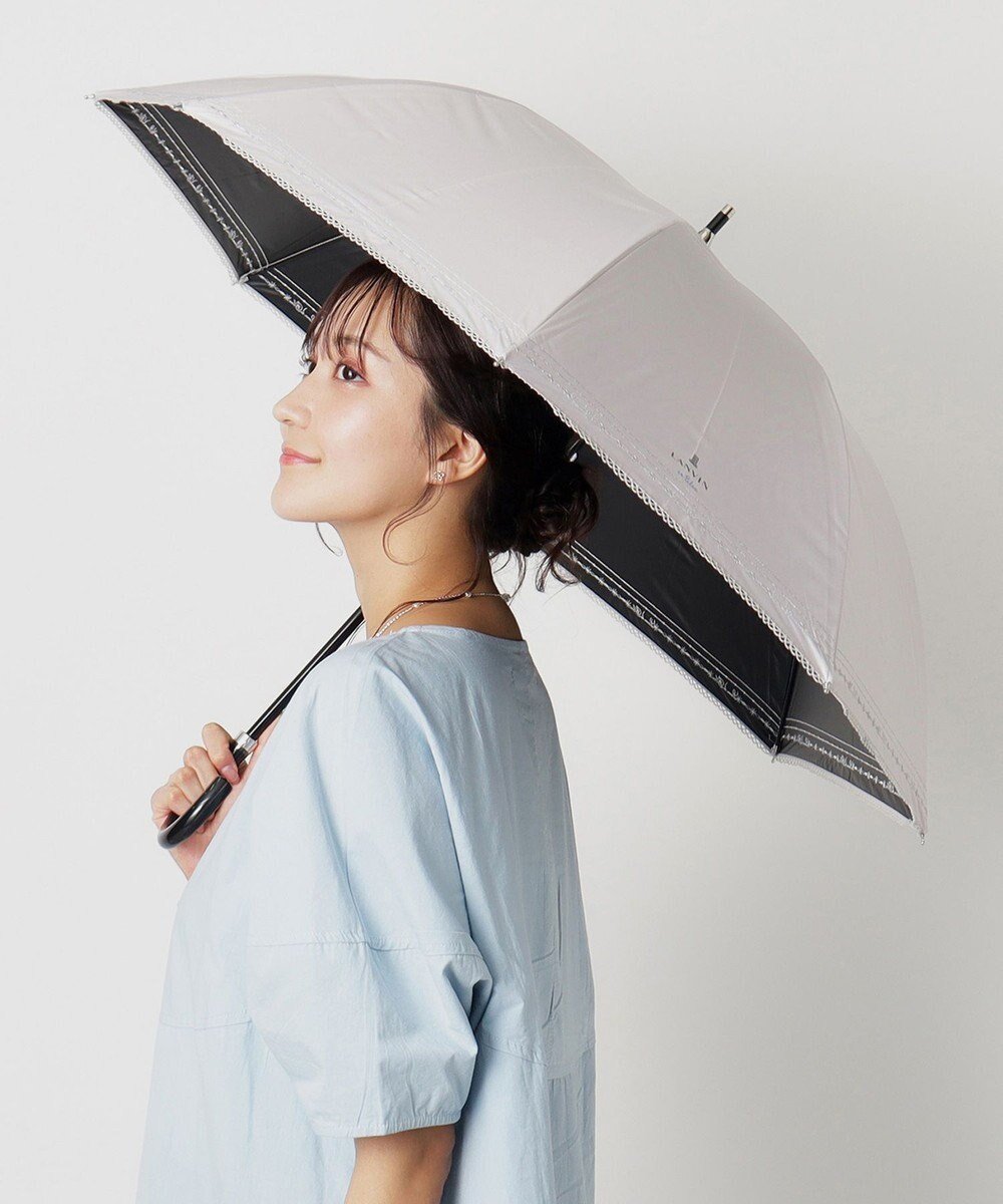 【ムーンバット/MOONBAT】の【一級遮光/晴雨兼用】LANVIN en Bleu (ランバン オン ブルー) 長傘 日傘 ラメ刺繍 ピコレース インテリア・キッズ・メンズ・レディースファッション・服の通販 founy(ファニー) 　ファッション　Fashion　レディースファッション　WOMEN　傘 / レイングッズ　Umbrellas/Rainwear　傘　Umbrella　フォーマル　Formal　日傘　Parasol　ミックス　Mix　レース　Race　再入荷　Restock/Back In Stock/Re Arrival　キャメル|ID: prp329100004537416 ipo3291000000032132963