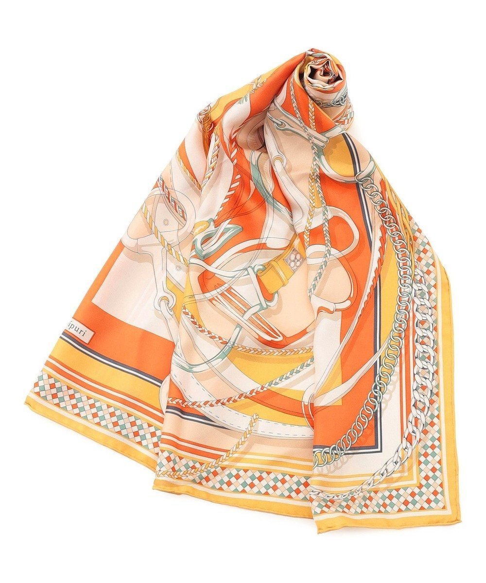 【23区/NIJYUSANKU】のmanipuri ダングルベルト シルク スカーフ インテリア・キッズ・メンズ・レディースファッション・服の通販 founy(ファニー) 　ファッション　Fashion　レディースファッション　WOMEN　ベルト　Belts　シルク　Silk　スカーフ　Scarf　ストール　Stall　定番　Standard　ハンド　Hand　バンダナ　Bandana　プリント　Print　モダン　Modern　モチーフ　Motif　S/S・春夏　Ss・Spring/Summer　夏　Summer　2025年　2025　2025春夏・S/S　Ss,Spring/Summer,2025　オレンジ系|ID: prp329100004537473 ipo3291000000032063646