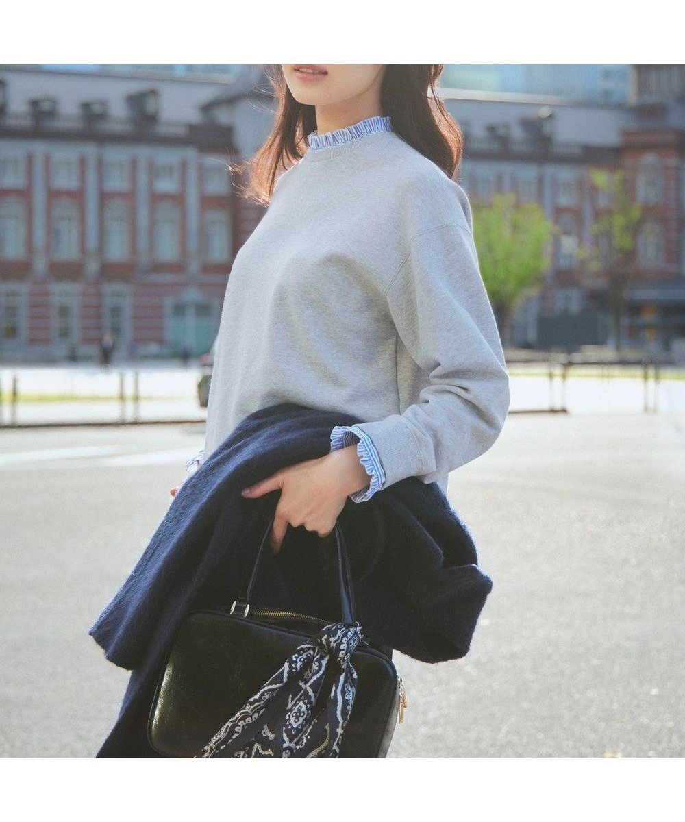 【23区/NIJYUSANKU】の【洗える】クリアコットンテリー ストライプフリル スウェット 人気、トレンドファッション・服の通販 founy(ファニー) 　ファッション　Fashion　レディースファッション　WOMEN　トップス・カットソー　Tops/Tshirt　シャツ/ブラウス　Shirts/Blouses　パーカ　Sweats　ロング / Tシャツ　T-Shirts　スウェット　Sweat　カットソー　Cut and Sewn　春　Spring　洗える　Washable　カットソー　Cut And Sew　カフス　Cuffs　クロップド　Cropped　シンプル　Simple　スウェット　Sweat　ストライプ　Stripe　フリル　Frills　ボトム　Bottom　ループ　Loop　ワイド　Wide　S/S・春夏　Ss・Spring/Summer　夏　Summer　 other-1|ID: prp329100004537477 ipo3291000000032144128