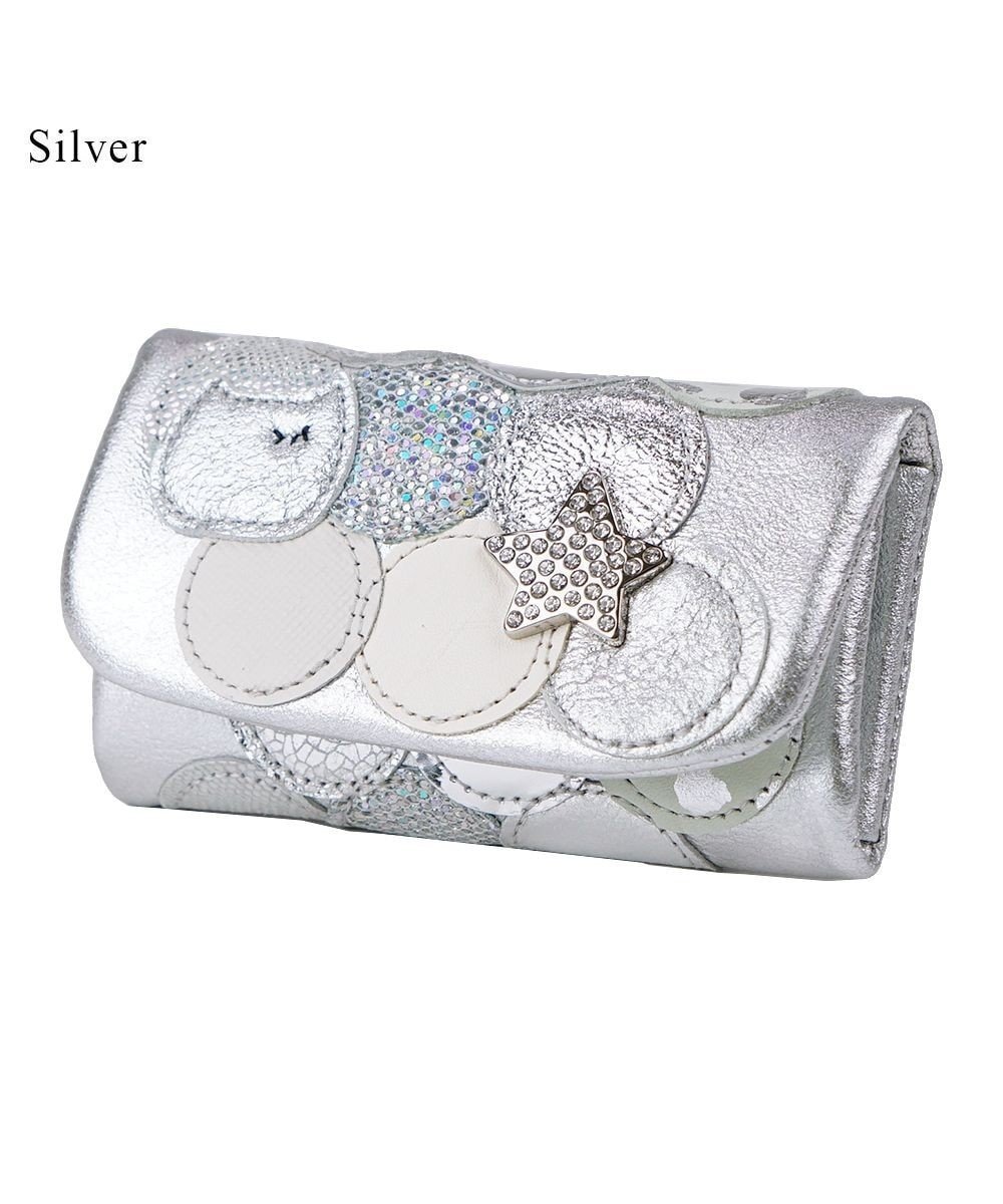 【ツモリチサト キャリー/tsumori chisato CARRY】の新マルチドット キーケース 【キラキラでかわいい!本革のやわらかな風合い】 インテリア・キッズ・メンズ・レディースファッション・服の通販 founy(ファニー) 　ファッション　Fashion　レディースファッション　WOMEN　財布　Wallets　アクセサリー　Accessories　エナメル　Enamel　ドット　Dot　ネコ　Cat　パッチワーク　Patchwork　ビジュー　Bijou　プリント　Print　人気　Popularity　定番　Standard　財布　Wallet　シルバー|ID: prp329100004537532 ipo3291000000032064009