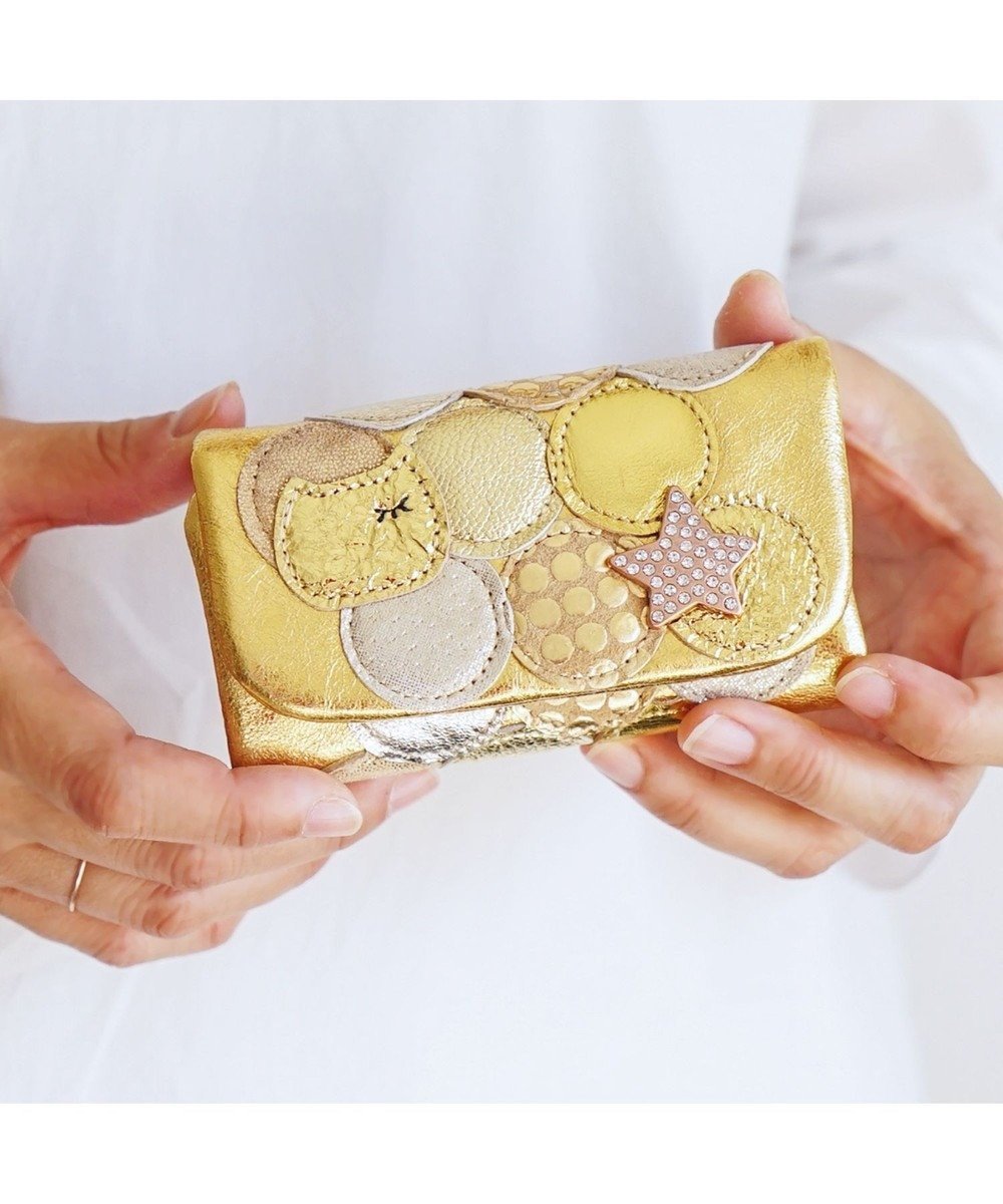 【ツモリチサト キャリー/tsumori chisato CARRY】の新マルチドット キーケース 【キラキラでかわいい!本革のやわらかな風合い】 インテリア・キッズ・メンズ・レディースファッション・服の通販 founy(ファニー) 　ファッション　Fashion　レディースファッション　WOMEN　財布　Wallets　アクセサリー　Accessories　エナメル　Enamel　ドット　Dot　ネコ　Cat　パッチワーク　Patchwork　ビジュー　Bijou　プリント　Print　人気　Popularity　定番　Standard　財布　Wallet　ゴールド|ID: prp329100004537532 ipo3291000000032064010