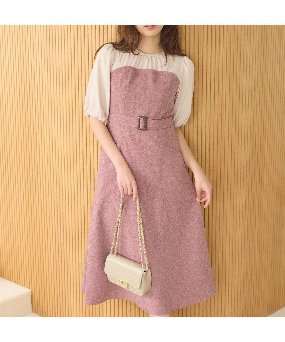 【フェルゥ/Feroux】のドッキング風ワンピース インテリア・キッズ・メンズ・レディースファッション・服の通販 founy(ファニー) 　ファッション　Fashion　レディースファッション　WOMEN　ワンピース　Dress　春　Spring　秋　Autumn/Fall　サンダル　Sandals　シャンブレー　Chambray　シャーリング　Shirring　シンプル　Simple　ジャケット　Jacket　ジョーゼット　Georgette　スニーカー　Sneakers　スリーブ　Sleeve　ドッキング　Docking　バルーン　Balloon　ビスチェ　Bustier　フィット　Fit　S/S・春夏　Ss・Spring/Summer　おすすめ　Recommend　夏　Summer　エレガント 上品　Elegant　ビジネス 仕事 通勤　Business　ピンク系|ID: prp329100004537535 ipo3291000000032147771