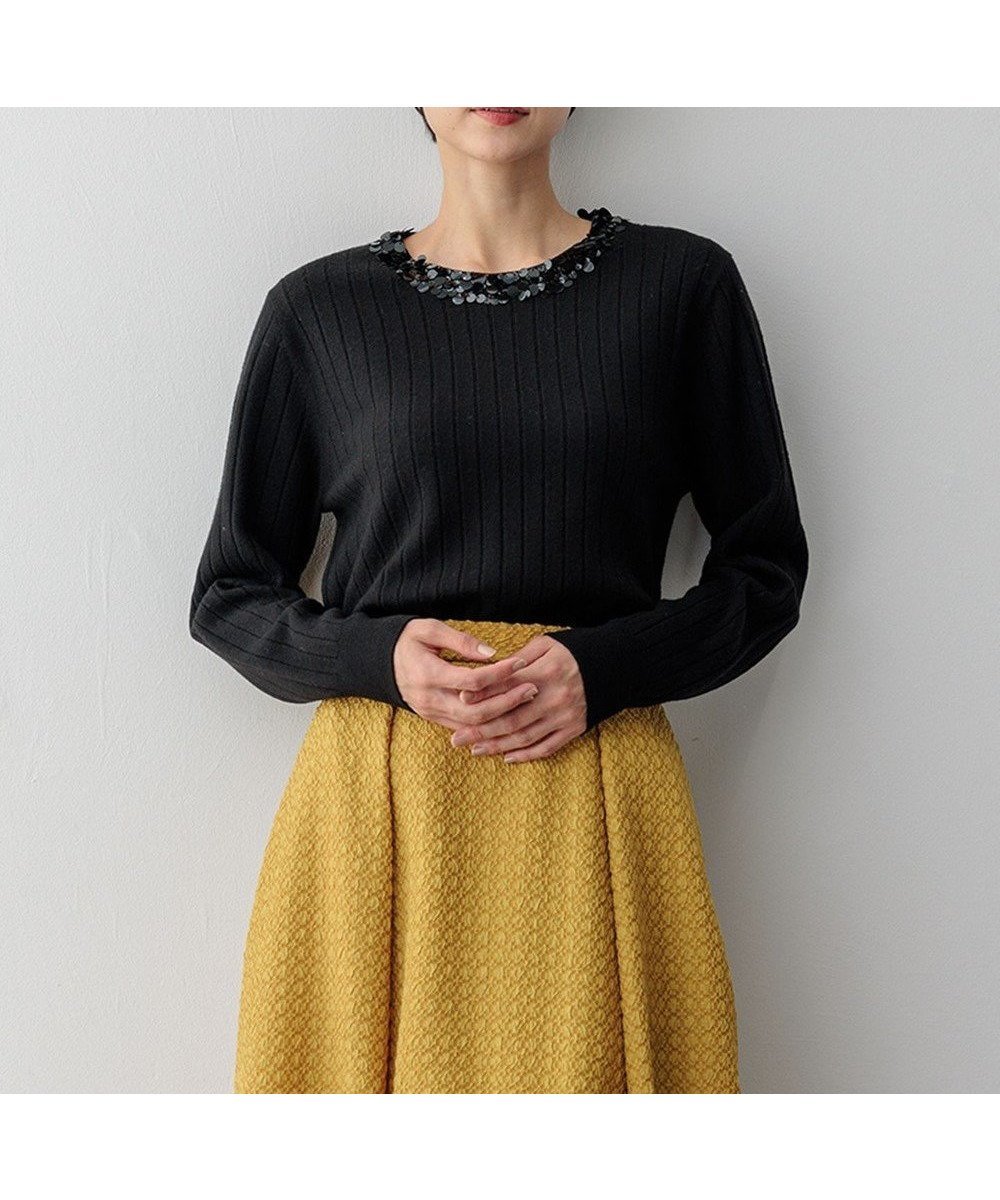 【23区/NIJYUSANKU】のスパンコール ワイドリブ ニット 人気、トレンドファッション・服の通販 founy(ファニー) 　ファッション　Fashion　レディースファッション　WOMEN　トップス・カットソー　Tops/Tshirt　ニット　Knit Tops　2024年　2024　2024-2025秋冬・A/W　Aw/Autumn/Winter/Fw/Fall/2024-2025　冬　Winter　なめらか　Smooth　カーディガン　Cardigan　スパンコール　Sequins　スリット　Slit　セーター　Sweater　フェルト　Felt　ベーシック　Basic　ラグジュアリー　Luxury　ワイドリブ　Wide Rib　A/W・秋冬　Aw・Autumn/Winter・Fw・Fall-Winter　 other-1|ID: prp329100004537552 ipo3291000000032273515