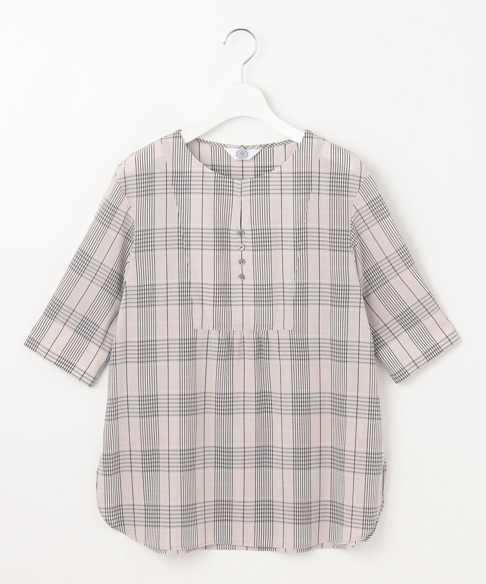 【ジェイ プレス/J.PRESS】の【洗える】ドライタッチドビーチェック ブラウス インテリア・キッズ・メンズ・レディースファッション・服の通販 founy(ファニー) 　ファッション　Fashion　レディースファッション　Fashion for Women　トップス・カットソー　Cut & Sew Tops　シャツ・ブラウス・オフィスカジュアル　Elegant Blouses & Button-Ups　春　Spring　洗える　Machine Washable　切替　Switching, Contrast Panel　チェック　Check, Plaid, Tartan　チュニック　Tunic, Long Top　フロント　Front, Front Design　ボトム　Bottoms, Lower Wear　S/S・春夏　SS, Spring/Summer, Warm Season　おすすめ　Recommended / Our Picks　夏　Summer　ビジネス 仕事 通勤　Business / Work / Commuting　ライトグレー系3|ID: prp329100004537579 ipo3291000000033688148