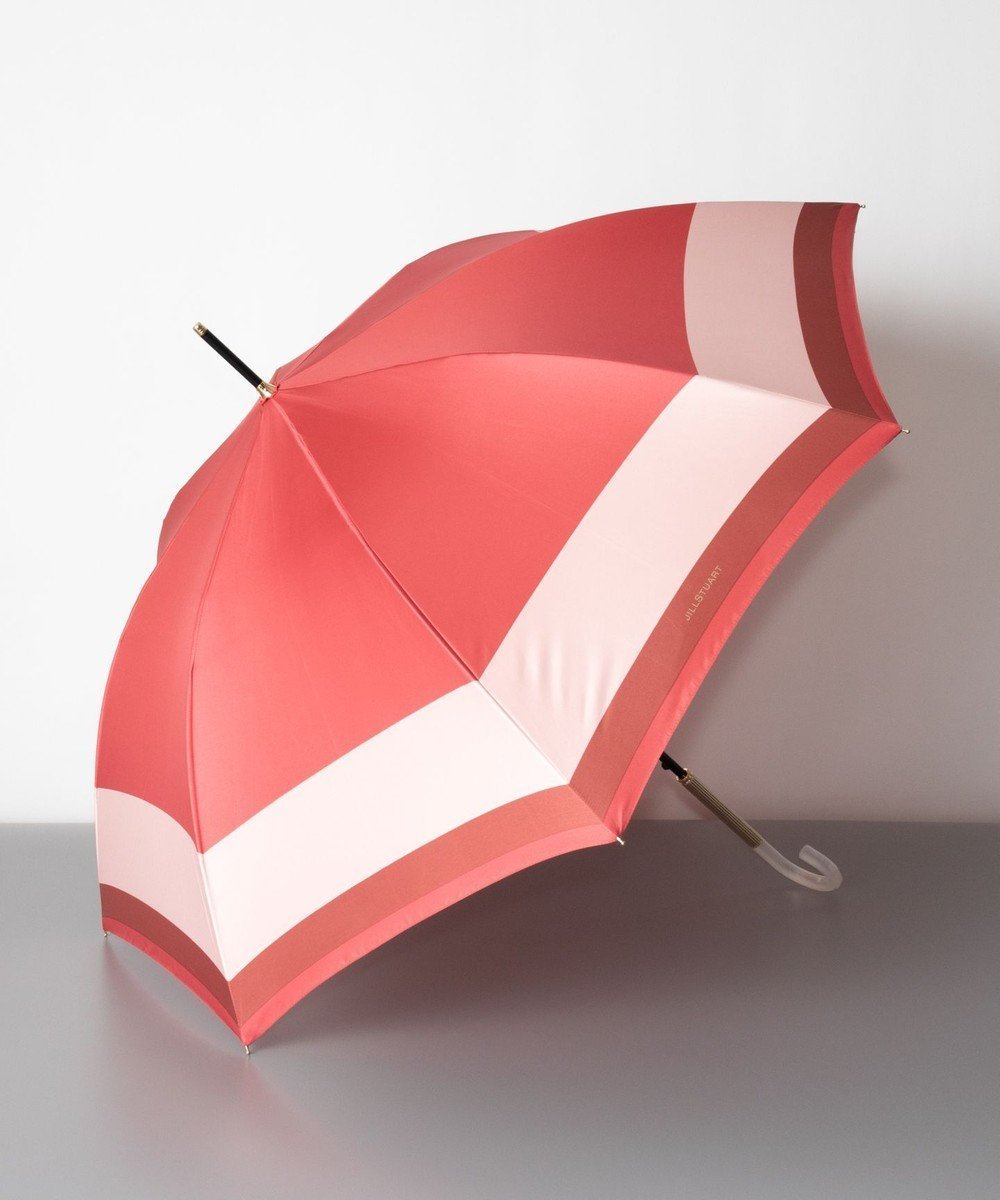 【アウロラ/AURORA】のJILL STUART ジル スチュアート バイカラー柄 ジャンプ式耐風雨傘(長傘) インテリア・キッズ・メンズ・レディースファッション・服の通販 founy(ファニー) 　ファッション　Fashion　レディースファッション　Fashion for Women　レイングッズ・傘・晴雨兼用傘　Umbrellas & Rain Gear　シンプル　Simple, Minimal　ツイル　Twist, Twisted Detail　ブロック　Block, Solid Block Pattern　プリント　Print, Printed Pattern　エレガント 上品　Elegant　傘　Umbrella, Parasol　レッド|ID: prp329100004537658 ipo3291000000033514068