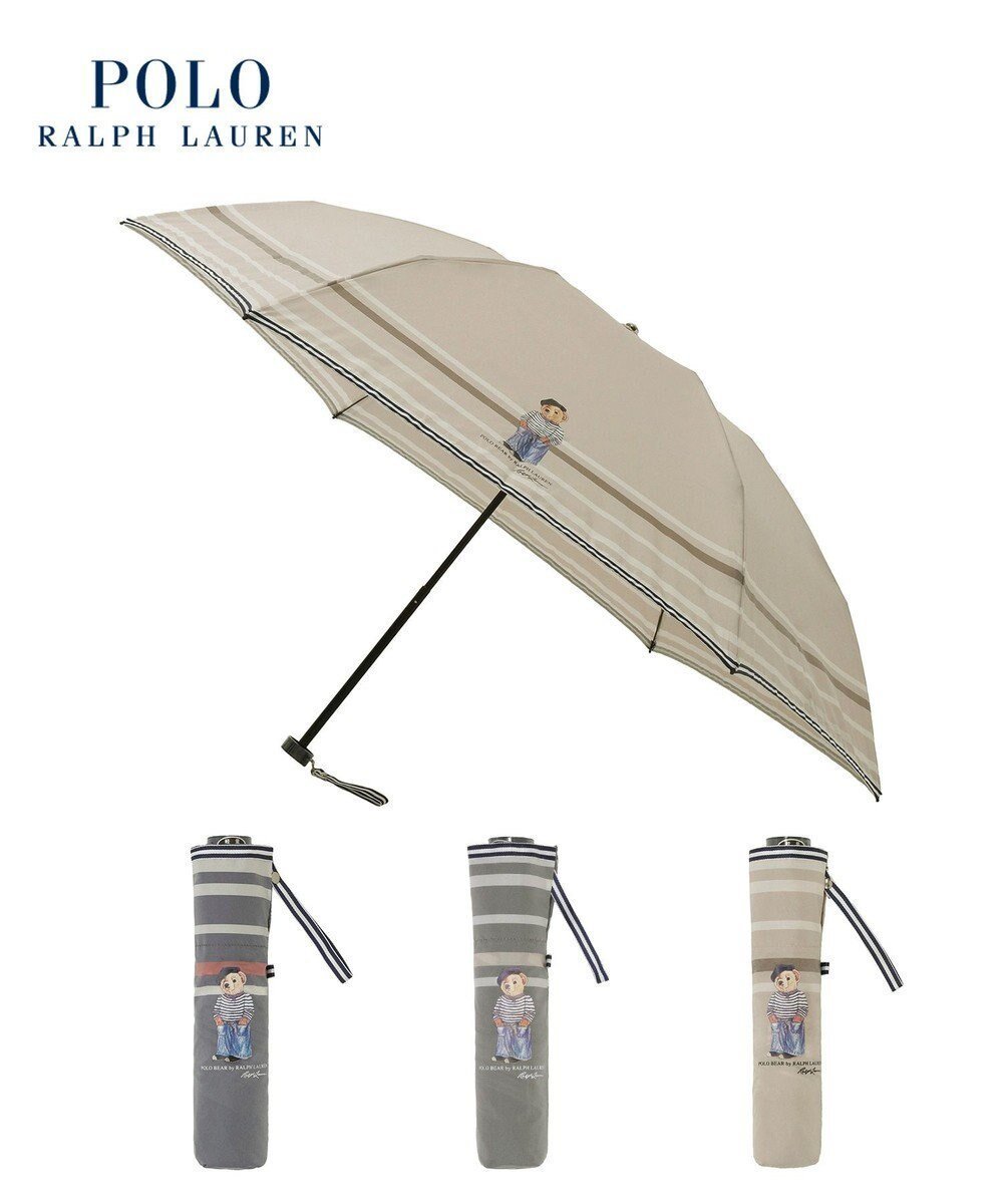 【ムーンバット/MOONBAT】の【大きめ/軽量】POLO RALPH LAUREN 折りたたみ傘 FRENCH BEAR 55cm インテリア・キッズ・メンズ・レディースファッション・服の通販 founy(ファニー) 　ファッション　Fashion　レディースファッション　WOMEN　傘 / レイングッズ　Umbrellas/Rainwear　アイビー　Ivy　ニューヨーク　New York　プリント　Print　ボーダー　Border　ワンポイント　One Point　傘　Umbrella　軽量　Lightweight　ベージュ|ID: prp329100004537717 ipo3291000000032148562