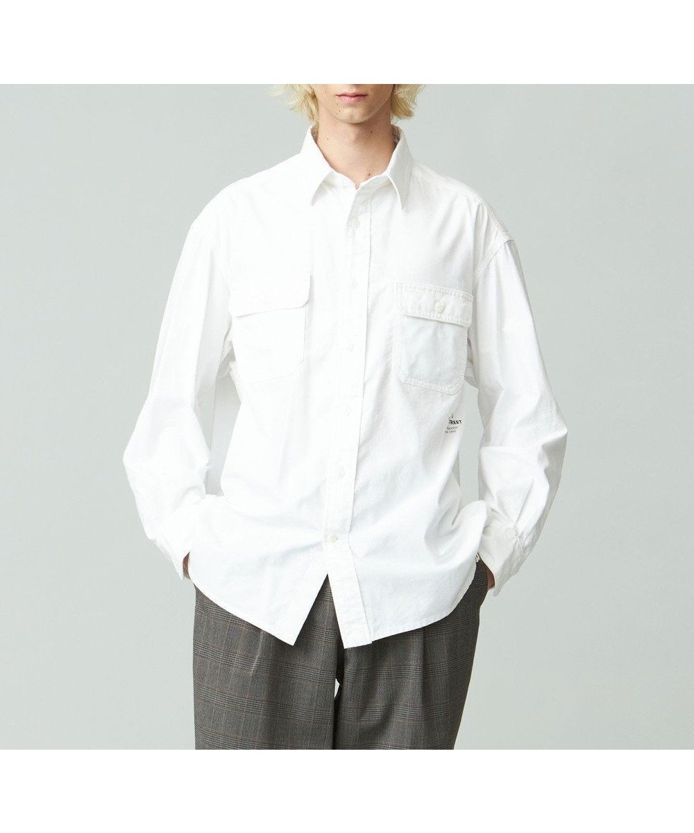 【ジェイプレスヨークストリート/J.PRESS YORK STREET】の【UNISEX】シャンブレーワークシャツ インテリア・キッズ・メンズ・レディースファッション・服の通販 founy(ファニー) 　ファッション　Fashion　レディースファッション　WOMEN　トップス・カットソー　Tops/Tshirt　シャツ/ブラウス　Shirts/Blouses　ユニセックス　Unisex　シャンブレー　Chambray　ビンテージ　Vintage　プリント　Print　ポケット　Pocket　ワイド　Wide　ワンポイント　One Point　ワーク　Work　定番　Standard　A/W・秋冬　Aw・Autumn/Winter・Fw・Fall-Winter　ホワイト系|ID: prp329100004537731 ipo3291000000032065039
