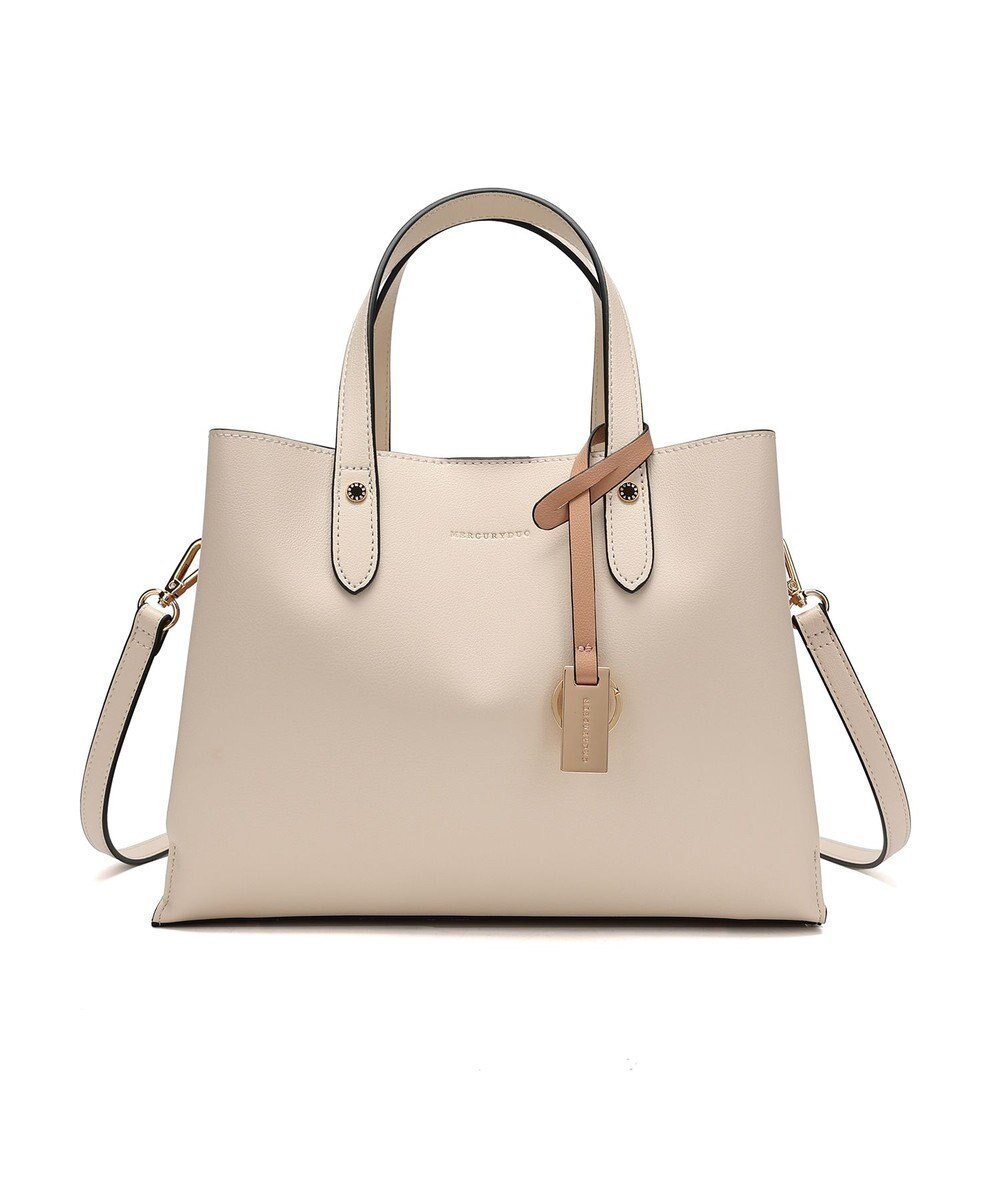 【スタイルコード/STYLE CODE】の【MERCURYDUO/マーキュリーデュオ】両アオリポケットサイド配色大開き開口 超軽量ハンドバッグ キーチャーム付 インテリア・キッズ・メンズ・レディースファッション・服の通販 founy(ファニー) 　ファッション　Fashion　レディースファッション　Fashion for Women　エレガント 上品　Elegant　軽量　Lightweight, Ultra Light　シンプル　Simple, Minimal　スマホ　Smartphone, Mobile Device　財布　Wallet, Purse　チャーム　Charm, Pendant　手帳　Planner, Notebook　ポケット　Pocket, Pocket Detail　ポーチ　Pouch, Small Case　ラップ　Wrap, Wrap Design　リップ　Lip, Lip Motif　再入荷　Restock / Back in Stock　おすすめ　Recommended / Our Picks　アイボリー|ID: prp329100004537743 ipo3291000000034178000