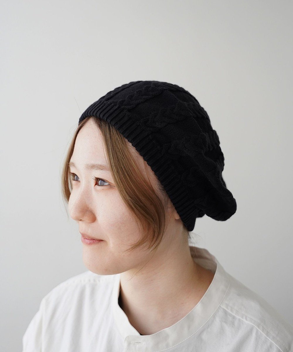 【石田製帽/ISHIDASEIBOU】の【洗濯機可】オーガニックコットン アラン編みベレー インテリア・キッズ・メンズ・レディースファッション・服の通販 founy(ファニー) 　ファッション　Fashion　レディースファッション　WOMEN　帽子　Hats　吸水　Water Absorption　シンプル　Simple　人気　Popularity　フォルム　Form　ベーシック　Basic　帽子　Hat　ブラック|ID: prp329100004537792 ipo3291000000032229699