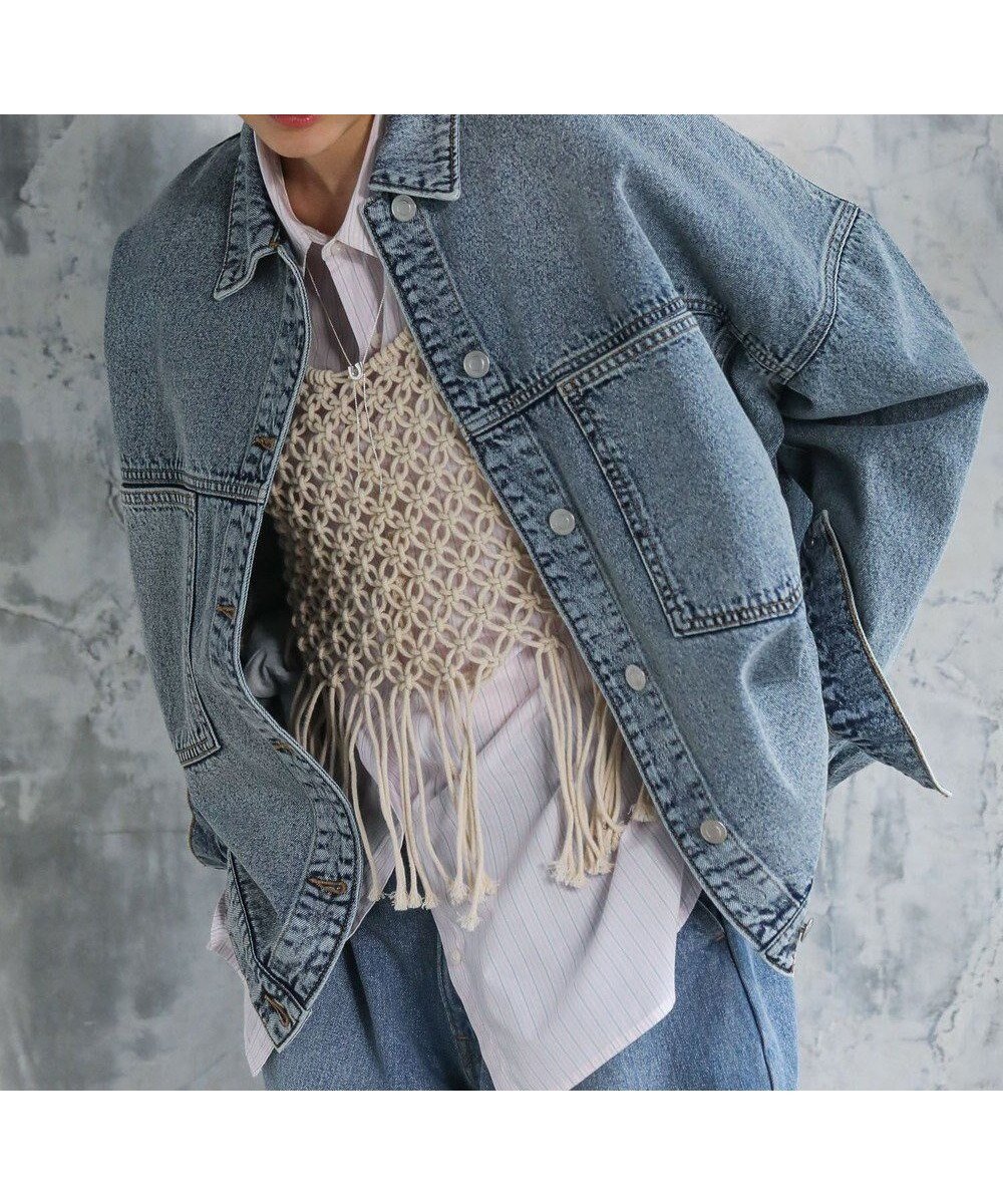 【グリーンパークス/Green Parks】のBIGシルエットGジャン インテリア・キッズ・メンズ・レディースファッション・服の通販 founy(ファニー) 　ファッション　Fashion　レディースファッション　WOMEN　アウター　Coat Outerwear　ジャケット　Jackets　デニムジャケット　Denim Jackets　おすすめ　Recommend　ジャケット　Jacket　スポーツ　Sports　デニム　Denim　フェミニン　Feminine　フロント　Front　ポケット　Pocket　ヴィンテージ　Vintage　夏　Summer　春　Spring　S/S・春夏　Ss・Spring/Summer　Sax|ID: prp329100004537806 ipo3291000000032065420