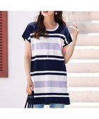 【ティアクラッセ/Tiaclasse】の【洗える】マルチボーダーフレンチニットチュニック ネイビー×オフ×ラベンダー|ID: prp329100004537877 ipo3291000000034696235