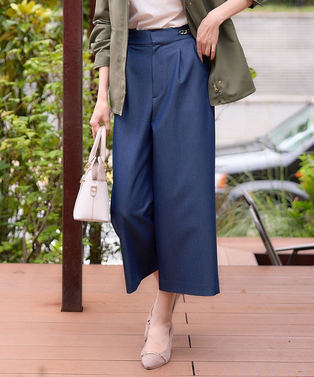 【エニィ スィス/any SiS】の【洗える】チェーンポイント ワイドパンツ 人気、トレンドファッション・服の通販 founy(ファニー) 　ファッション　Fashion　レディースファッション　WOMEN　パンツ　Pants　シャンブレー　Chambray　ストレッチ　Stretch　チェーン　Chain　ツイル　Twill　デニム　Denim　フィット　Fit　ワイド　Wide　再入荷　Restock/Back In Stock/Re Arrival　定番　Standard　洗える　Washable　A/W・秋冬　Aw・Autumn/Winter・Fw・Fall-Winter　ビジネス 仕事 通勤　Business　 other-1|ID: prp329100004537968 ipo3291000000032066314