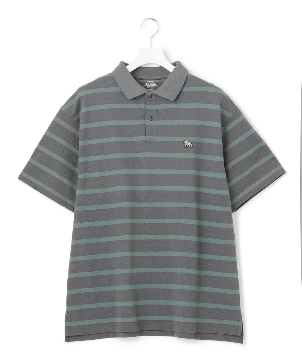 【ジェイプレスヨークストリート/J.PRESS YORK STREET】の【UNISEX】鹿の子ボーダー ワンポイントポロシャツ インテリア・キッズ・メンズ・レディースファッション・服の通販 founy(ファニー) 　ファッション　Fashion　レディースファッション　WOMEN　トップス・カットソー　Tops/Tshirt　シャツ/ブラウス　Shirts/Blouses　ポロシャツ　Polo Shirts　ユニセックス　Unisex　ボーダー　Border　ポロシャツ　Polo Shirt　ワンポイント　One Point　夏　Summer　定番　Standard　春　Spring　S/S・春夏　Ss・Spring/Summer　鹿の子　Pique　グレー系1|ID: prp329100004537993 ipo3291000000032274183