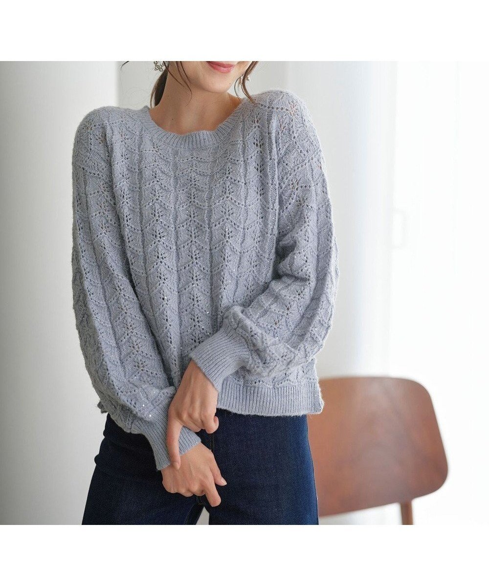 【エニィ スィス/any SiS】の【洗える】透かし編みスパンコール ニット 人気、トレンドファッション・服の通販 founy(ファニー) 　ファッション　Fashion　レディースファッション　WOMEN　トップス・カットソー　Tops/Tshirt　ニット　Knit Tops　おすすめ　Recommend　コンパクト　Compact　ショート　Short　スパンコール　Sequins　セーター　Sweater　トレンド　Trend　ミックス　Mix　洗える　Washable　A/W・秋冬　Aw・Autumn/Winter・Fw・Fall-Winter　透かし　Watermark　 other-1|ID: prp329100004538012 ipo3291000000032288017
