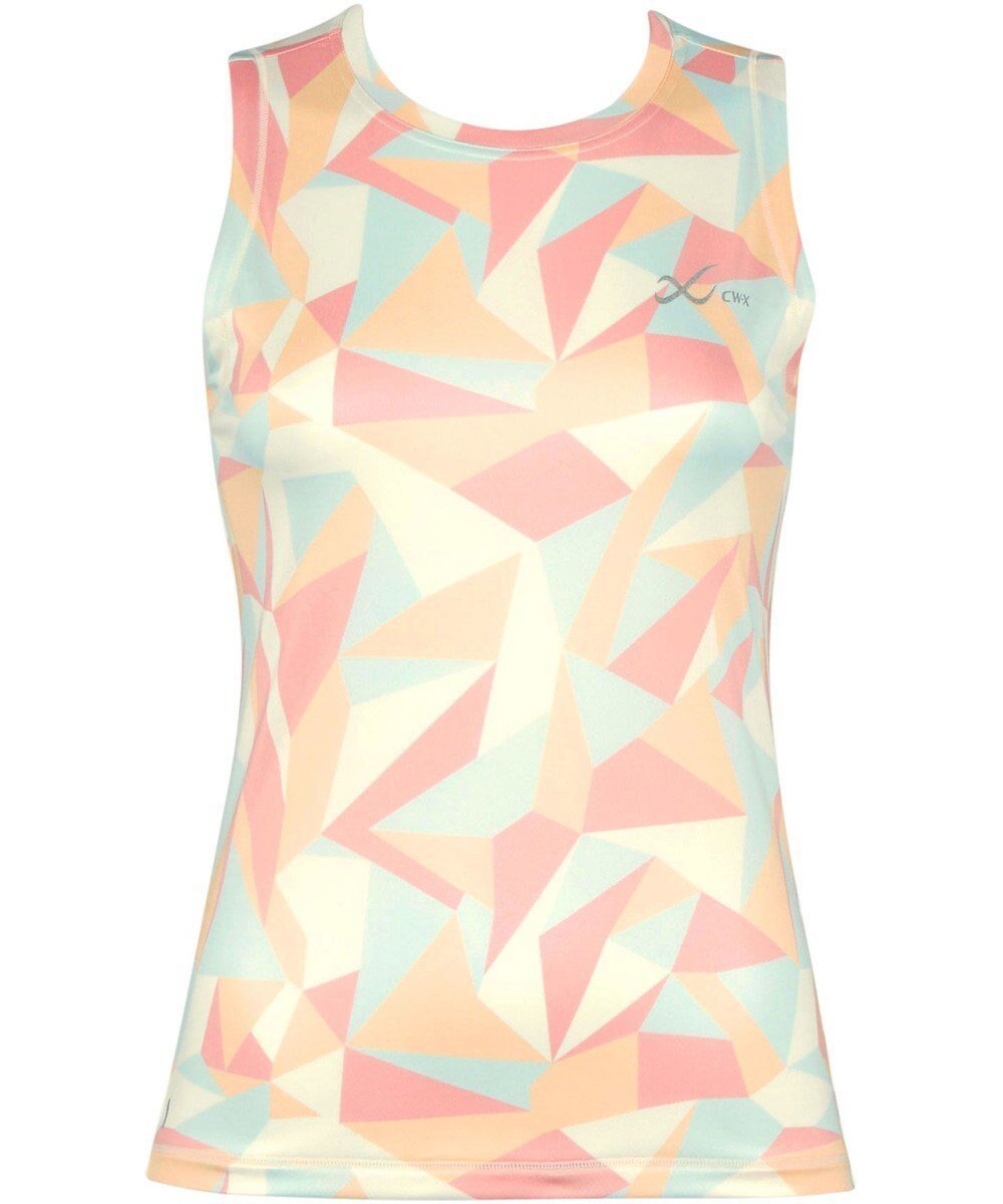 【シーダブリューエックス/CW-X】の【WOMEN】 CW-X アウター トップス Tシャツ ノースリーブ 吸汗速乾 UVカット率90%以上 DLY140 /ワコール インテリア・キッズ・メンズ・レディースファッション・服の通販 founy(ファニー) 　ファッション　Fashion　レディースファッション　Fashion for Women　アウター　Coat / Outerwear Collection　トップス・カットソー　Cut & Sew Tops　キャミソール&ノースリーブ　Camisoles & Sleeveless Tops　シャツ・ブラウス・オフィスカジュアル　Elegant Blouses & Button-Ups　ロングTシャツ・Tシャツ　Longline T-Shirts & Tees　ノースリーブ　Sleeveless, No-Sleeve　プリント　Print, Printed Pattern　オレンジ|ID: prp329100004538045 ipo3291000000032709548