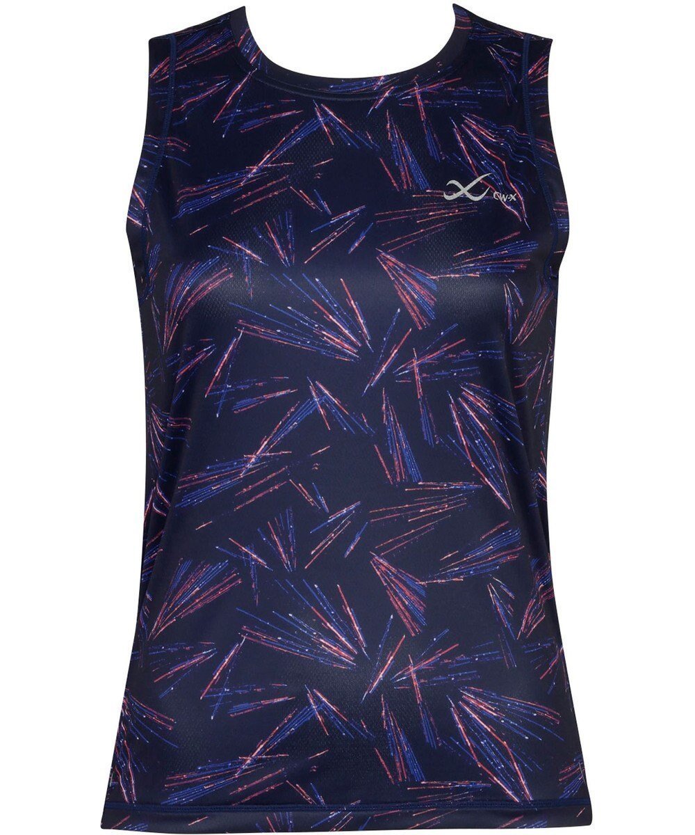 【シーダブリューエックス/CW-X】の【WOMEN】 CW-X アウター トップス Tシャツ ノースリーブ 吸汗速乾 UVカット率90%以上 DLY140 /ワコール インテリア・キッズ・メンズ・レディースファッション・服の通販 founy(ファニー) 　ファッション　Fashion　レディースファッション　Fashion for Women　アウター　Coat / Outerwear Collection　トップス・カットソー　Cut & Sew Tops　キャミソール&ノースリーブ　Camisoles & Sleeveless Tops　シャツ・ブラウス・オフィスカジュアル　Elegant Blouses & Button-Ups　ロングTシャツ・Tシャツ　Longline T-Shirts & Tees　ノースリーブ　Sleeveless, No-Sleeve　プリント　Print, Printed Pattern　レッド|ID: prp329100004538045 ipo3291000000032709549