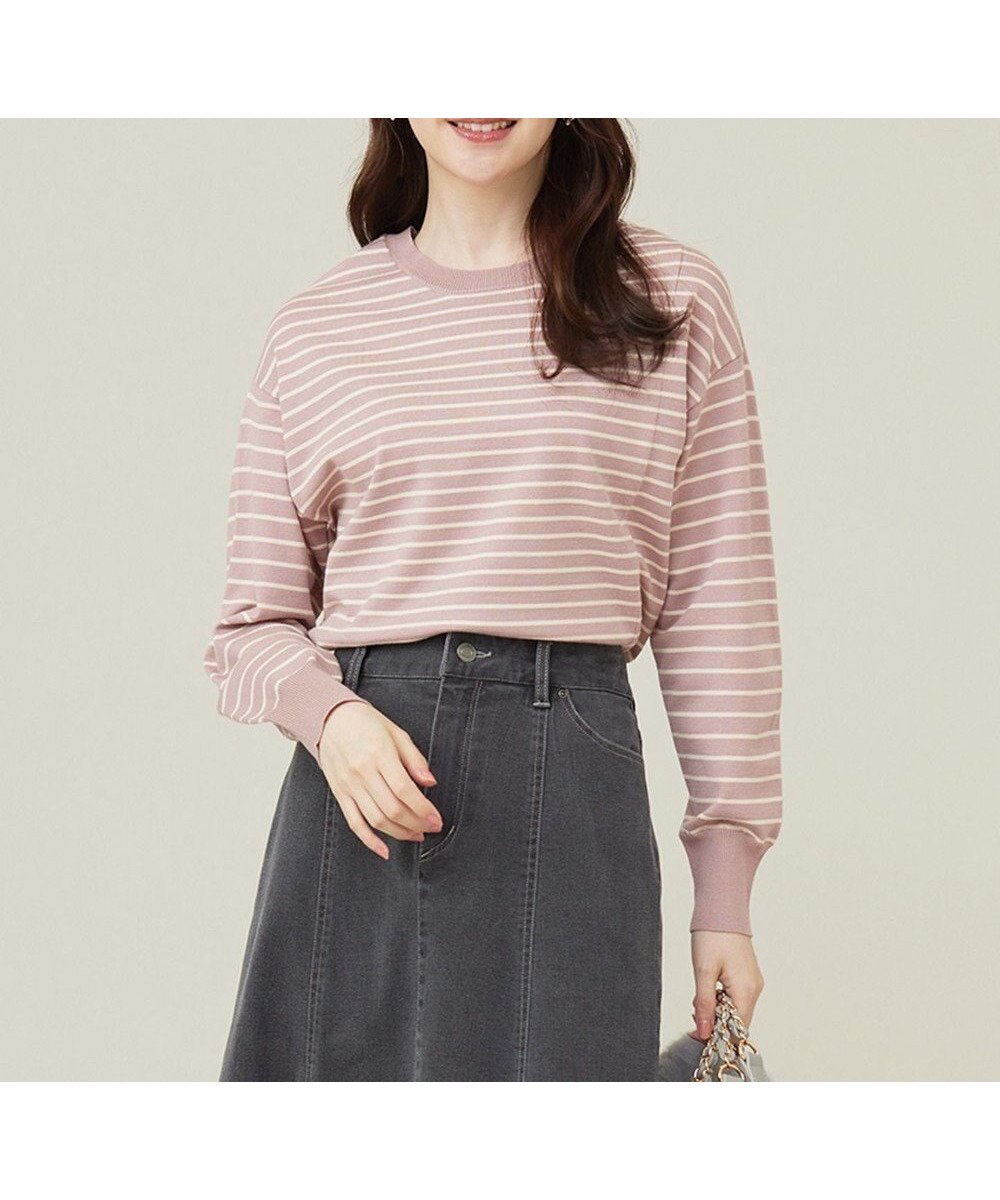 【エニィ スィス/any SiS】の【洗える】サイドスリット ニット インテリア・キッズ・メンズ・レディースファッション・服の通販 founy(ファニー) 　ファッション　Fashion　レディースファッション　Fashion for Women　トップス・カットソー　Cut & Sew Tops　ニット　Knit Tops & Sweaters　おすすめ　Recommended / Our Picks　ストレッチ　Stretch, Stretchy Fabric　スリット　Slit, Slit Detail　セーター　Sweater, Knitwear　ボーダー　Border, Stripe　ランダム　Random, Irregular　エレガント 上品　Elegant　再入荷　Restock / Back in Stock　切替　Switching, Contrast Panel　洗える　Machine Washable　A/W・秋冬　Autumn/Winter　ピンク×アイボリー|ID: prp329100004538090 ipo3291000000032678988