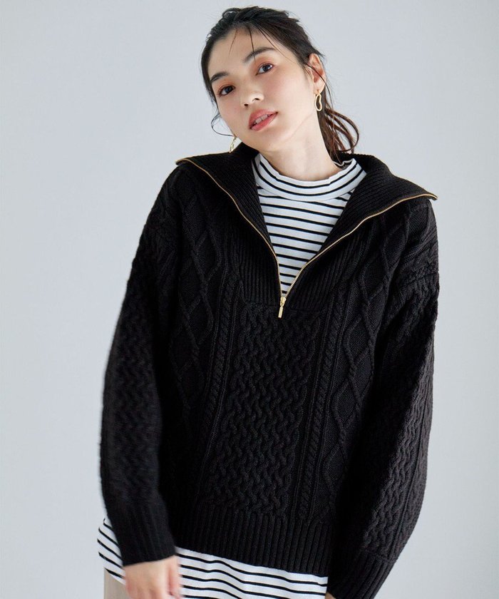 【エニー/ANY】のソフトアクリルハーフジップケーブルニット インテリア・キッズ・メンズ・レディースファッション・服の通販 founy(ファニー) https://founy.com/ ファッション Fashion レディースファッション Fashion for Women トップス・カットソー Cut & Sew Tops ニット Knit Tops & Sweaters おすすめ Recommended / Our Picks アクリル Acrylic Material インナー Innerwear コンビ Combo, Combination Style セーター Sweater, Knitwear トレンド Trend, Trending Now A/W・秋冬 Autumn/Winter 鹿の子 Piqué, Kanoko Fabric |ID: prp329100004538132 ipo3291000000034179277