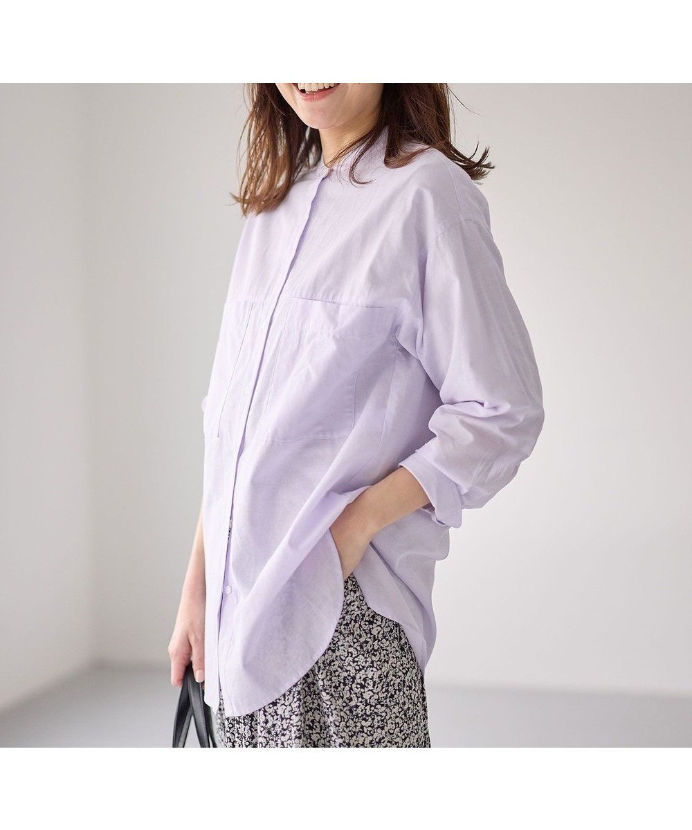 【エニィファム/any FAM】のコットンリネンシャツ インテリア・キッズ・メンズ・レディースファッション・服の通販 founy(ファニー) 　ファッション　Fashion　レディースファッション　WOMEN　トップス・カットソー　Tops/Tshirt　シャツ/ブラウス　Shirts/Blouses　ダブル　Double　ポケット　Pocket　夏　Summer　春　Spring　S/S・春夏　Ss・Spring/Summer　羽織　Haori　パープル|ID: prp329100004538192 ipo3291000000032157714