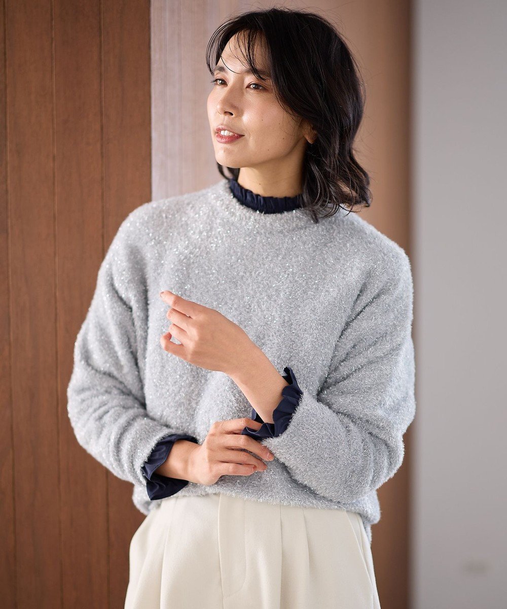 【エニー/ANY】の【手洗い可】シャイニーニットプルオーバー インテリア・キッズ・メンズ・レディースファッション・服の通販 founy(ファニー) 　ファッション　Fashion　レディースファッション　Fashion for Women　トップス・カットソー　Cut & Sew Tops　ニット　Knit Tops & Sweaters　カジュアルプルオーバー・ニットトップス　Pullovers & Knit Tops / Casual Pullovers　おすすめ　Recommended / Our Picks　インナー　Innerwear　シャイニー　Shiny, Glossy Finish　セーター　Sweater, Knitwear　トレンド　Trend, Trending Now　フェザー　Feather, Feather Detail　A/W・秋冬　Autumn/Winter　シルバー|ID: prp329100004538198 ipo3291000000033714154