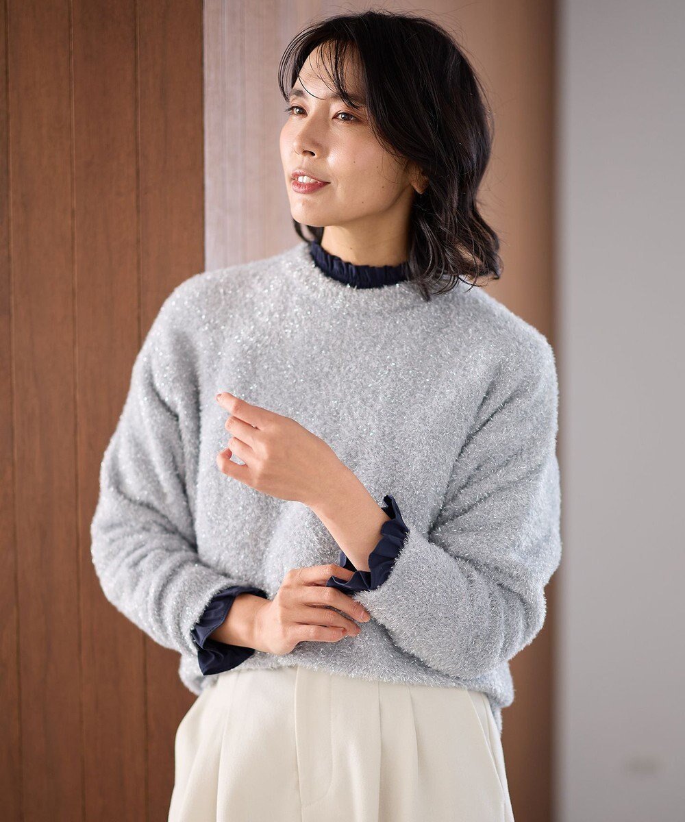 【エニー/ANY】の【手洗い可】シャイニーニットプルオーバー インテリア・キッズ・メンズ・レディースファッション・服の通販 founy(ファニー) 　ファッション　Fashion　レディースファッション　Fashion for Women　トップス・カットソー　Cut & Sew Tops　ニット　Knit Tops & Sweaters　カジュアルプルオーバー・ニットトップス　Pullovers & Knit Tops / Casual Pullovers　おすすめ　Recommended / Our Picks　インナー　Innerwear　シャイニー　Shiny, Glossy Finish　セーター　Sweater, Knitwear　トレンド　Trend, Trending Now　フェザー　Feather, Feather Detail　A/W・秋冬　Autumn/Winter　シルバー|ID: prp329100004538198 ipo3291000000034296370