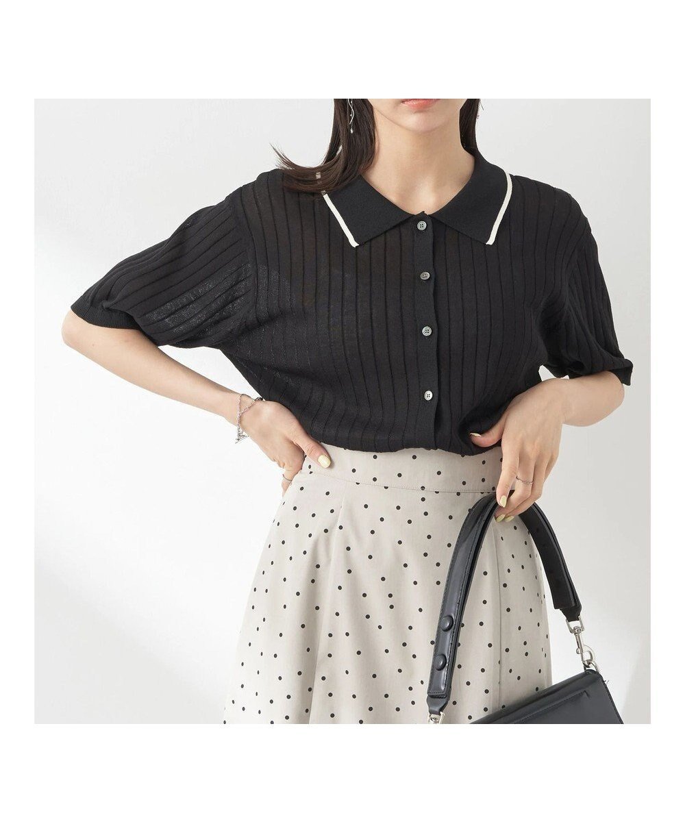 【アースミュージックアンドエコロジー/earth music&ecology】のラインポロニットカーディガン インテリア・キッズ・メンズ・レディースファッション・服の通販 founy(ファニー) 　ファッション　Fashion　レディースファッション　Fashion for Women　トップス・カットソー　Cut & Sew Tops　ニット　Knit Tops & Sweaters　カーディガン・羽織り　Layered Style Cardigans　おすすめ　Recommended / Our Picks　カーディガン　Cardigan, Knitwear　フロント　Front, Front Design　ポケット　Pocket, Pocket Detail　夏　Summer　春　Spring　S/S・春夏　SS, Spring/Summer, Warm Season　Black|ID: prp329100004538245 ipo3291000000034247773