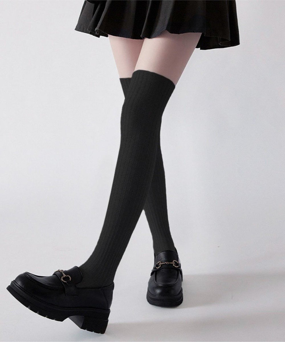 【ウィゴー/WEGO】のクシュクシュリブハイソックス インテリア・キッズ・メンズ・レディースファッション・服の通販 founy(ファニー) 　ファッション　Fashion　レディースファッション　WOMEN　ソックス　Socks　レッグウェア　Legwear　スマホ　Smartphone　ソックス　Socks　トレンド　Trend　ロング　Long　ブラック|ID: prp329100004538376 ipo3291000000032068538
