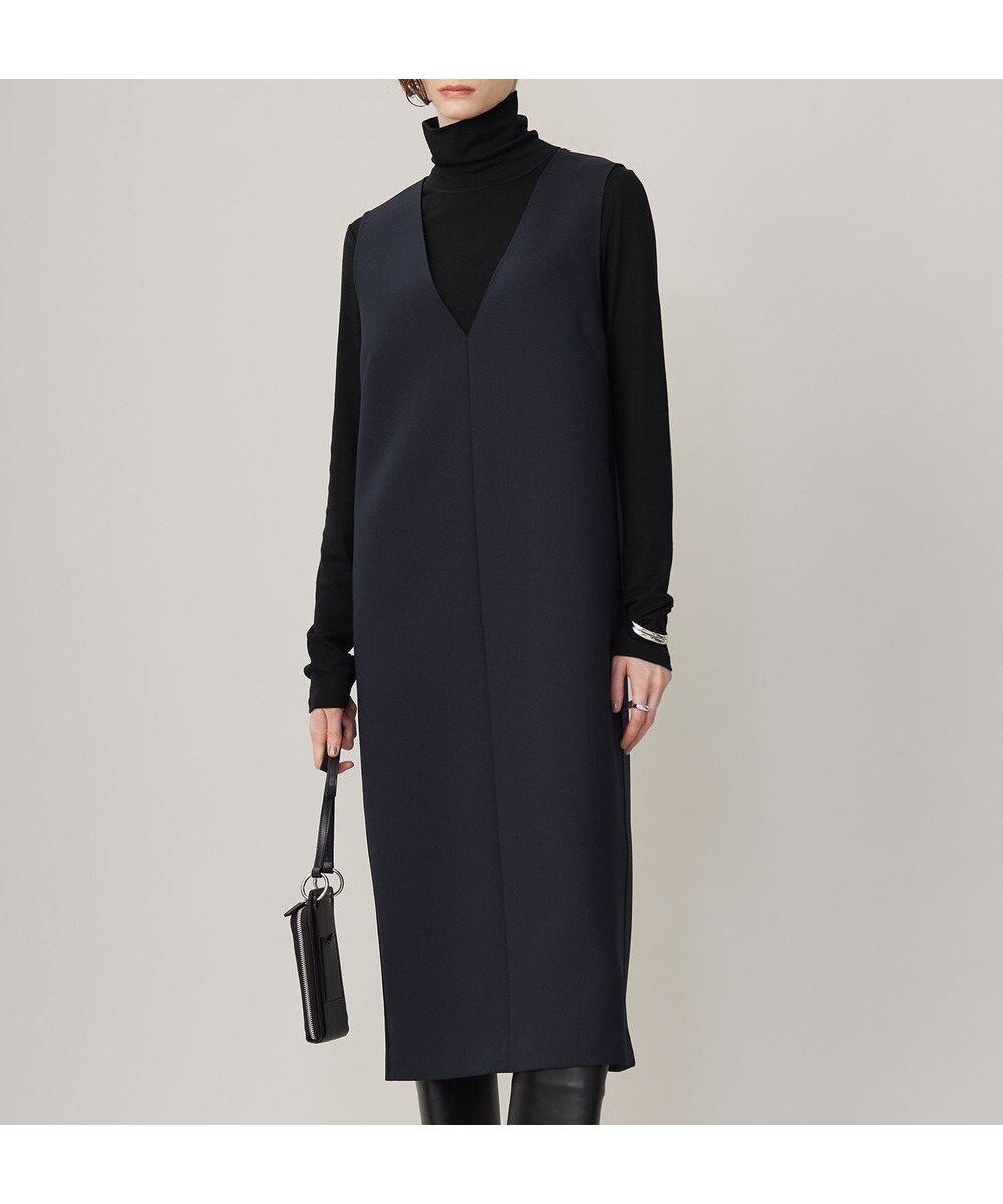 【アイシービー/iCB】の【洗える】 ダブルフェイスクレープ ジャンパースカート インテリア・キッズ・メンズ・レディースファッション・服の通販 founy(ファニー) 　ファッション　Fashion　レディースファッション　Fashion for Women　スカート　Skirts　洗える　Machine Washable　カットソー　Cut and Sewn Top　ダブル　Double, Double-Breasted　フェイス　Face, Facial Design　ラグジュアリー　Luxury, Elegant　A/W・秋冬　Autumn/Winter　2024年　2024　2024-2025秋冬・A/W　Autumn/Winter 2024–25 AW24–25　ネイビー系(裏面ブラック)|ID: prp329100004538474 ipo3291000000033660679