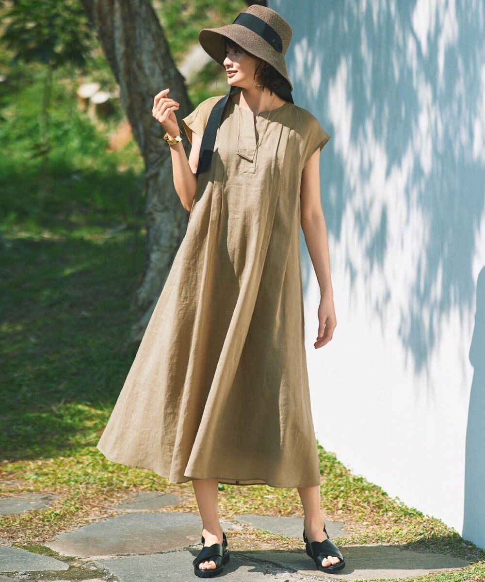 【自由区/JIYU-KU】の【カタログ掲載・接触冷感・洗える】シアーラミーローンフレンチスリーブ ワンピース インテリア・キッズ・メンズ・レディースファッション・服の通販 founy(ファニー) 　ファッション　Fashion　レディースファッション　Fashion for Women　ワンピース　Dresses　おすすめ　Recommended / Our Picks　シアー　Sheer, See-Through　ドレープ　Drape, Draping Fabric　夏　Summer　春　Spring　S/S・春夏　SS, Spring/Summer, Warm Season　洗える　Machine Washable　ベージュ|ID: prp329100004538529 ipo3291000000032241722