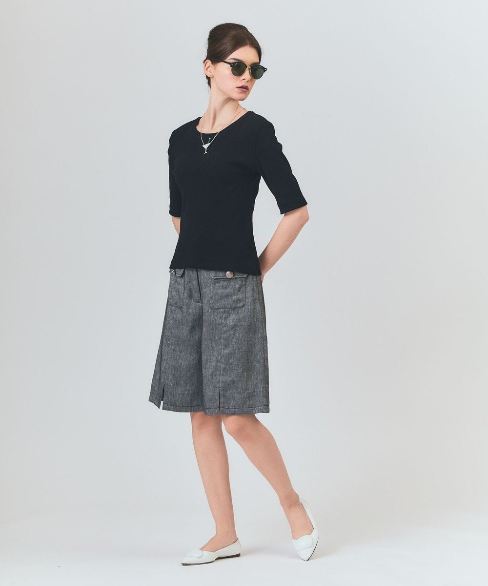 【グレース コンチネンタル/GRACE CONTINENTAL】のリネンデニムライクパンツ インテリア・キッズ・メンズ・レディースファッション・服の通販 founy(ファニー) 　ファッション　Fashion　レディースファッション　WOMEN　パンツ　Pants　デニムパンツ　Denim Pants　イタリア　Italy　春　Spring　キュロット　Culottes　ショート　Short　スリット　Slit　デニム　Denim　バランス　Balance　フレア　Flare　フロント　Front　ポケット　Pocket　ミリタリー　Military　ラグジュアリー　Luxury　ワーク　Work　S/S・春夏　Ss・Spring/Summer　夏　Summer　エレガント 上品　Elegant　ブラック|ID: prp329100004538579 ipo3291000000032091922