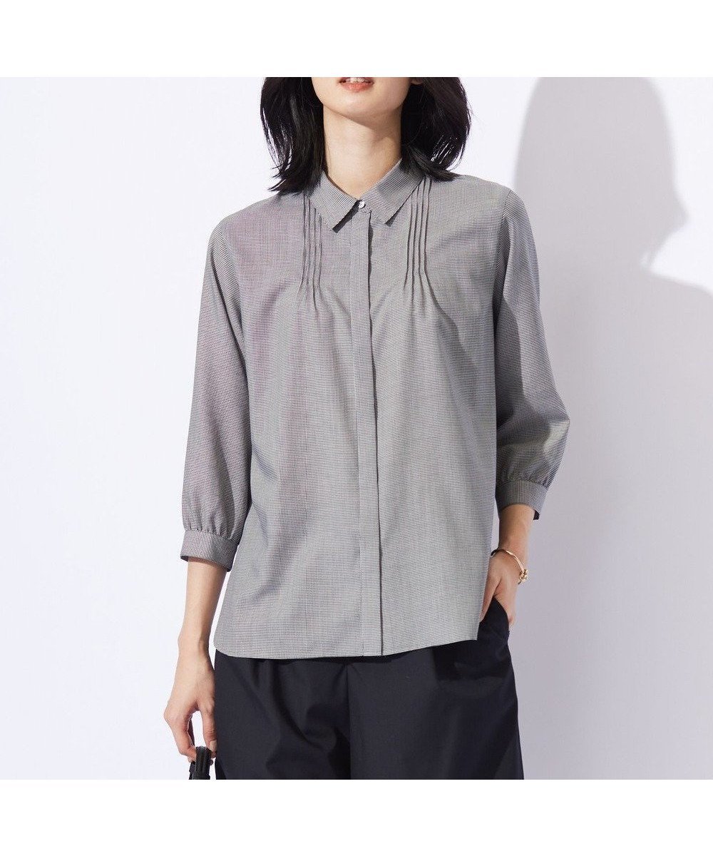 【ジェイ プレス/J.PRESS】の【洗える】ウォッシャブルキュプラツイル ピンタック ブラウス 人気、トレンドファッション・服の通販 founy(ファニー) 　ファッション　Fashion　レディースファッション　WOMEN　トップス・カットソー　Tops/Tshirt　シャツ/ブラウス　Shirts/Blouses　ウォッシャブル　Washable　洗える　Washable　キュプラ　Cupra　ストライプ　Stripe　チェック　Check　チュニック　Tunic　ハウンドトゥース　Houndstooth　バランス　Balance　フェミニン　Feminine　無地　Plain Color　ラウンド　Round　A/W・秋冬　Aw・Autumn/Winter・Fw・Fall-Winter　 other-1|ID: prp329100004539466 ipo3291000000032246469