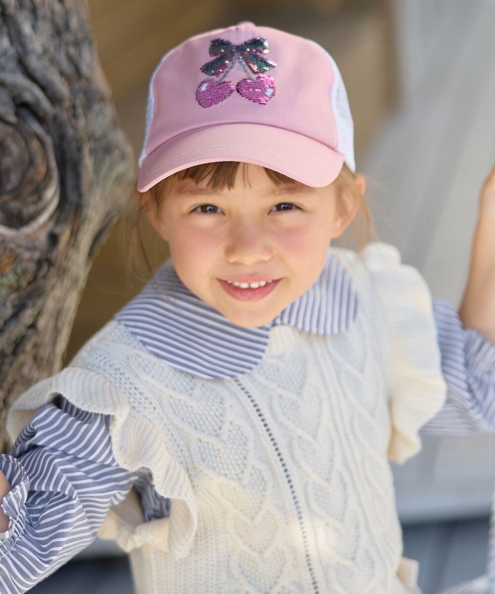 【エニファム/any FAM / KIDS】のスパンコール メッシュ キャップ インテリア・キッズ・メンズ・レディースファッション・服の通販 founy(ファニー) 　ファッション　Fashion　キッズファッション　KIDS　洗える　Washable　キャップ　Cap　スパンコール　Sequins　スマホ　Smartphone　人気　Popularity　長袖　Long Sleeve　半袖　Short Sleeve　帽子　Hat　メッシュ　Mesh　モチーフ　Motif　再入荷　Restock/Back In Stock/Re Arrival　夏　Summer　ピンク×チェリー|ID: prp329100004539475 ipo3291000000032166556